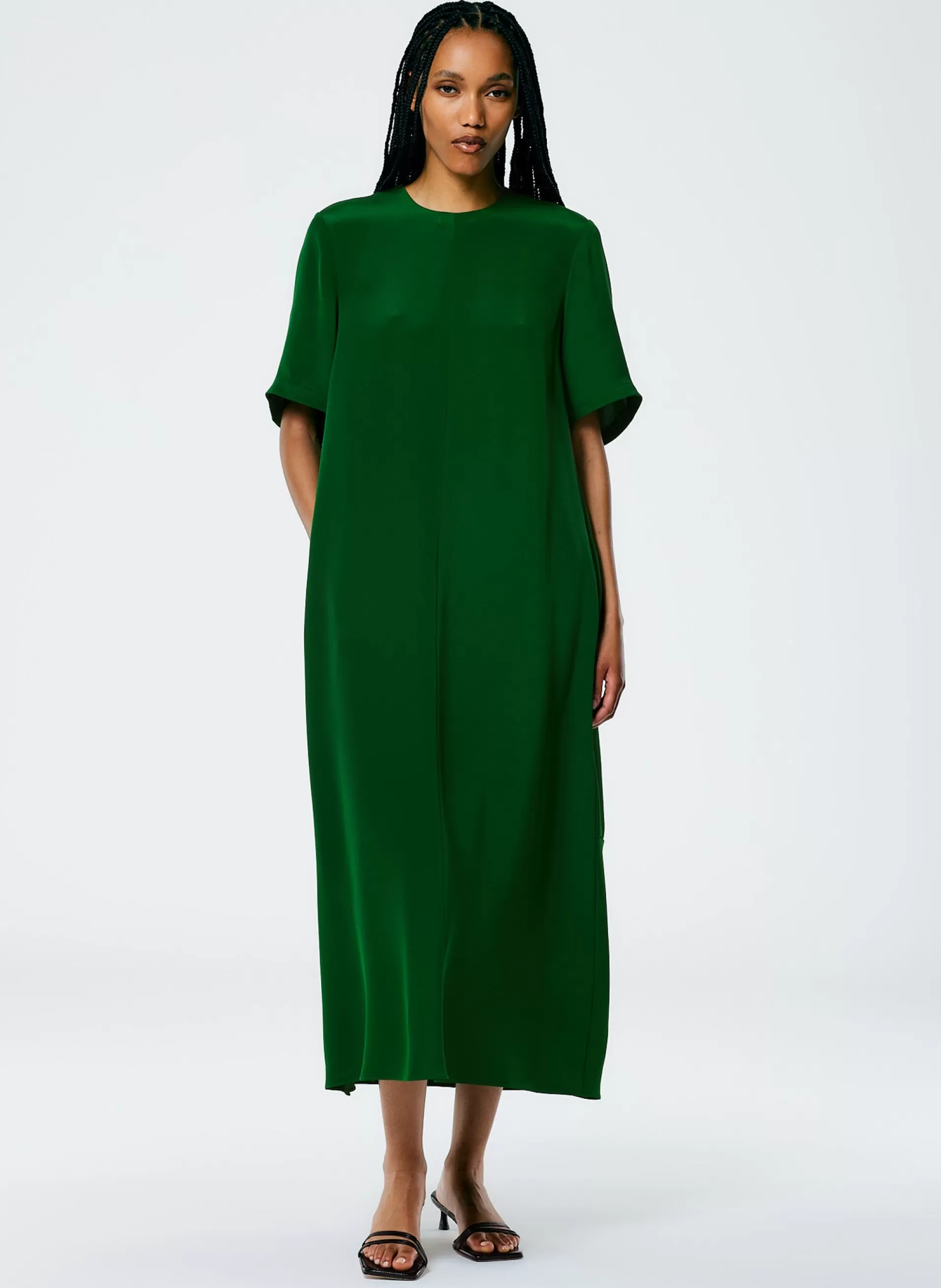 Discount Tibi 4 Ply Silk T-Shirt Dress Grass