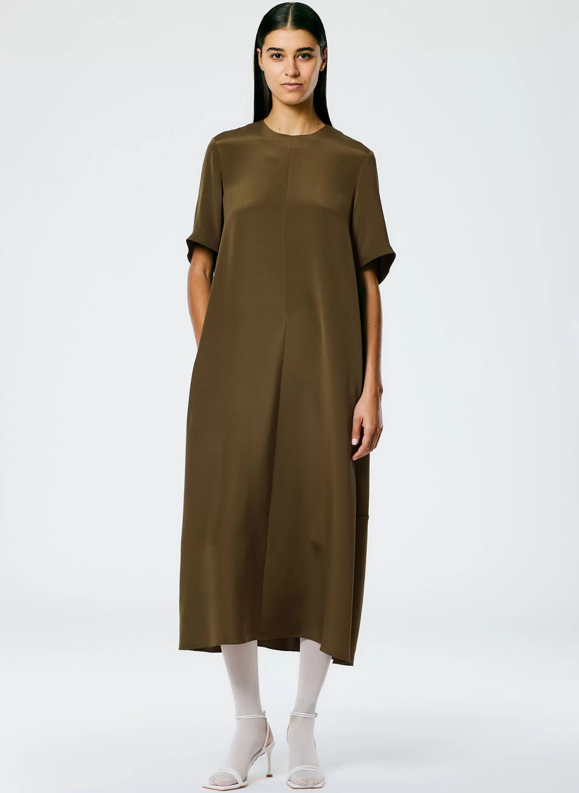 Hot Tibi 4 Ply Silk T-Shirt Dress Wood