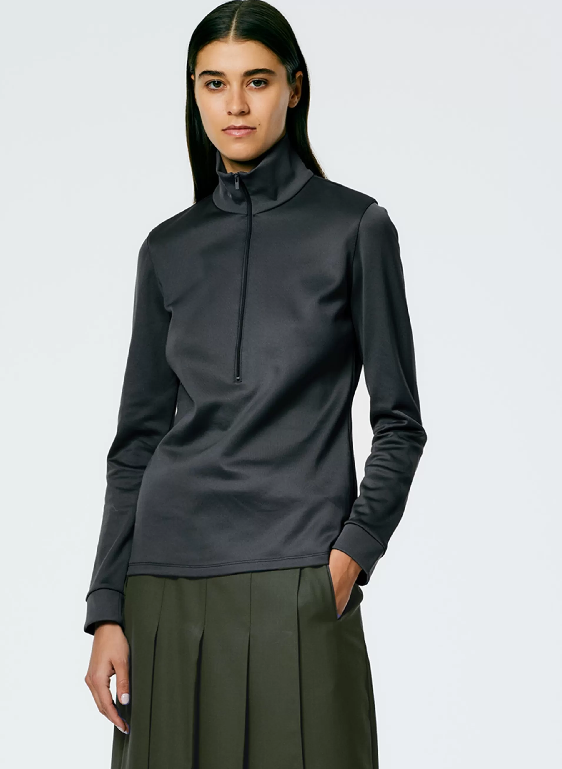 Store Tibi Active Knit Slim Sporty Top Navy Fog