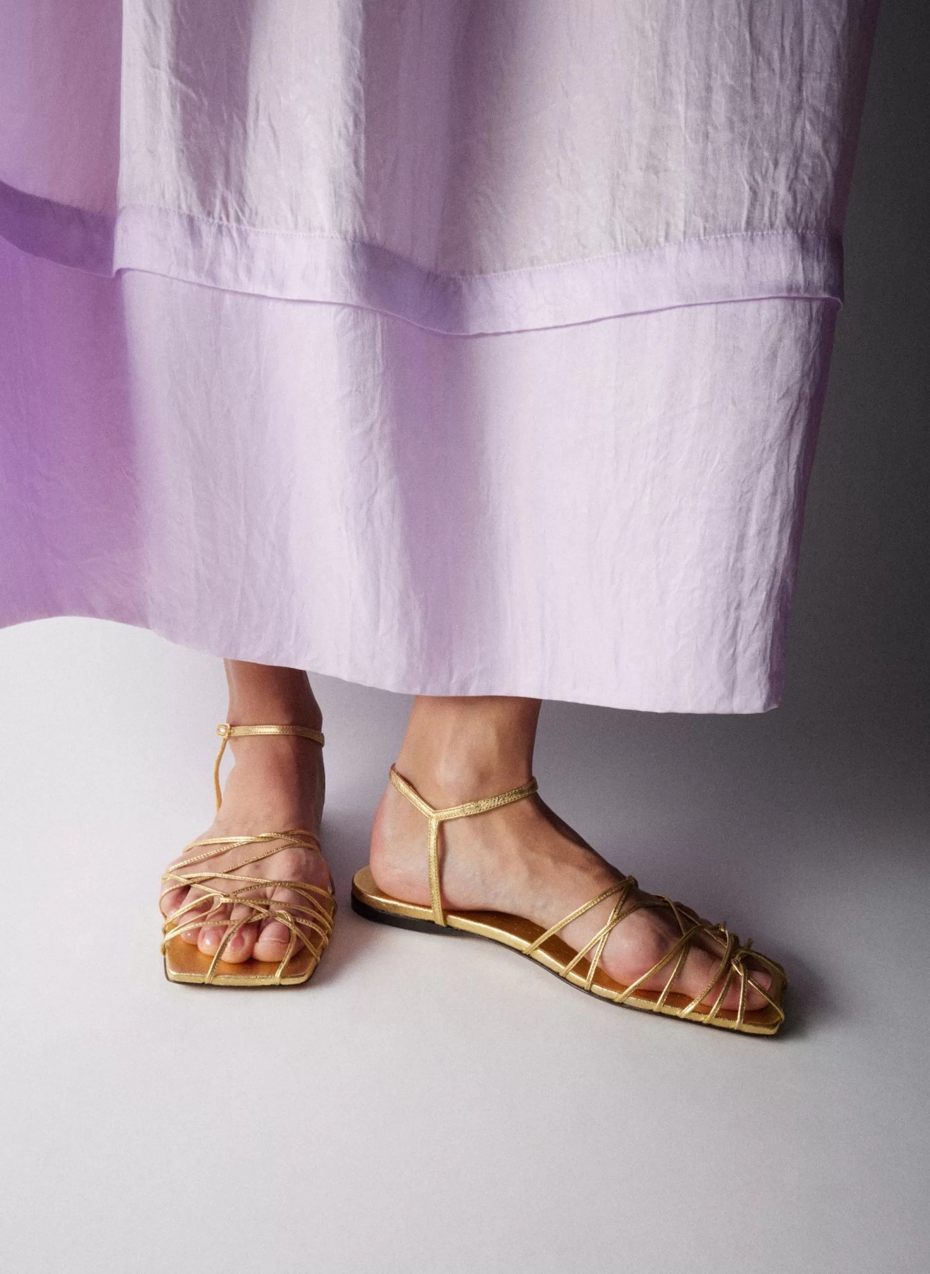 Sale Tibi Berneice Kidskin Sandal Gold