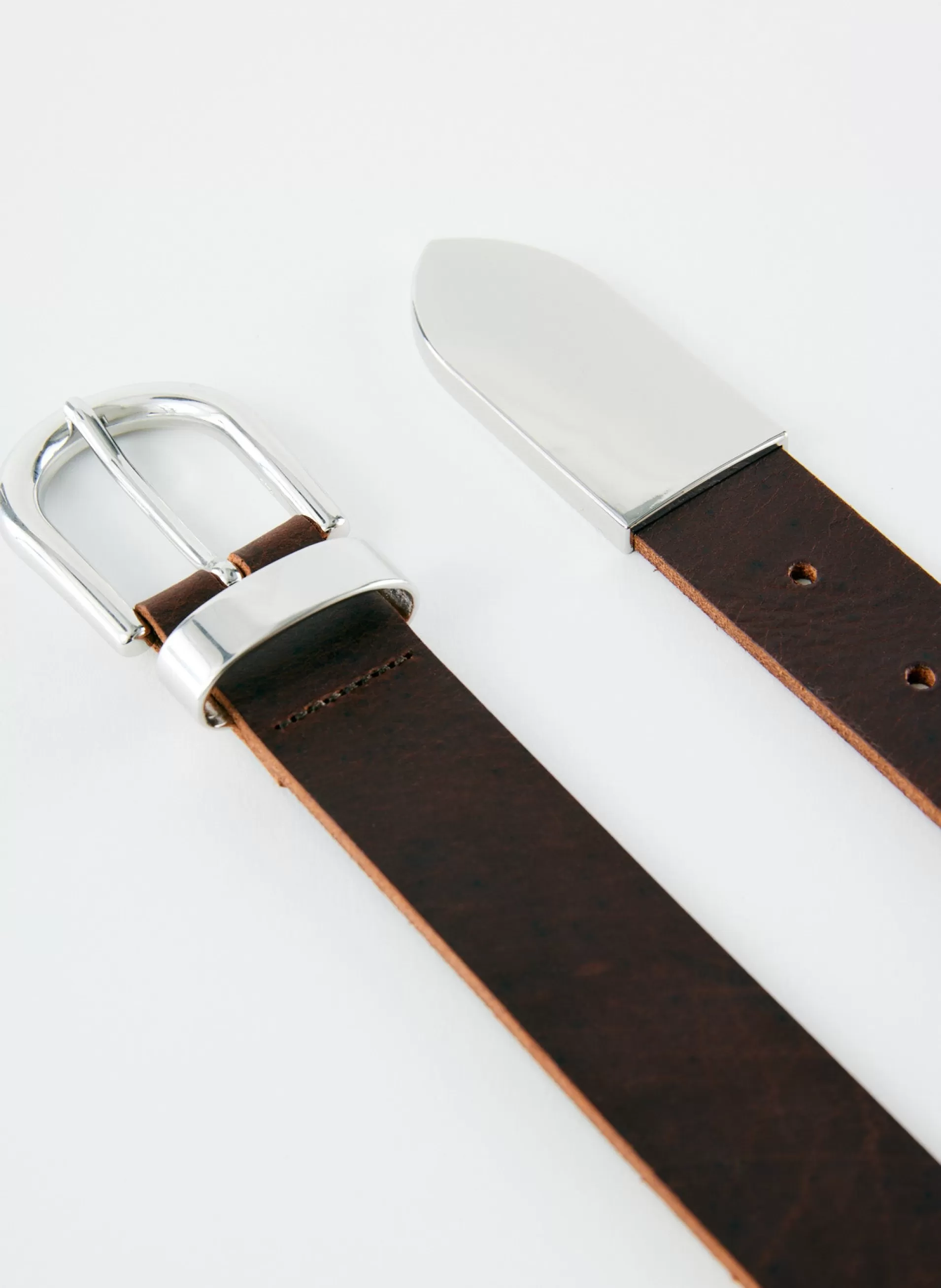 Cheap Tibi Carlos Leather Belt Dark Brown