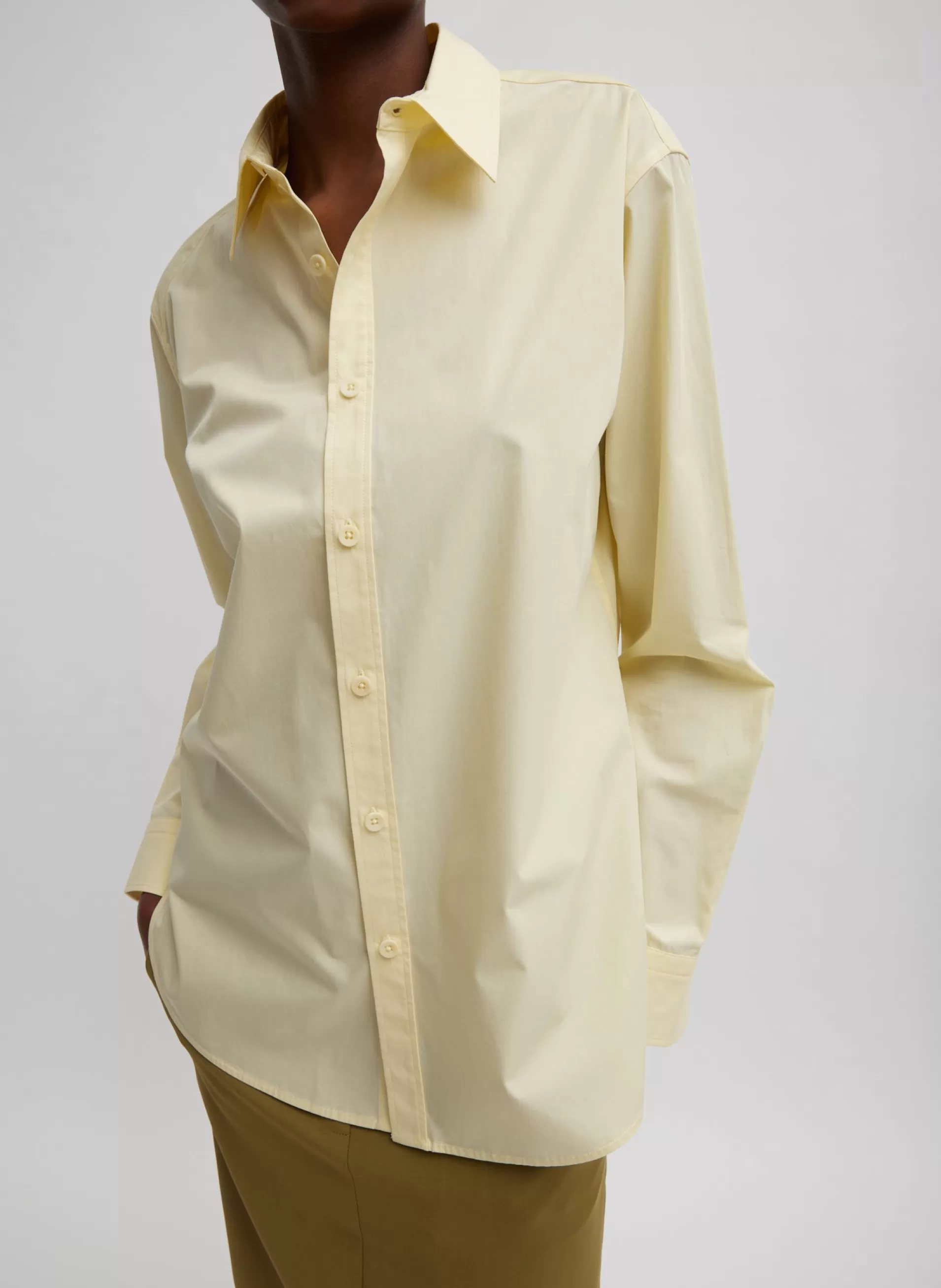 Cheap Tibi Charlie Men's Slim Shirt Lemon Ice