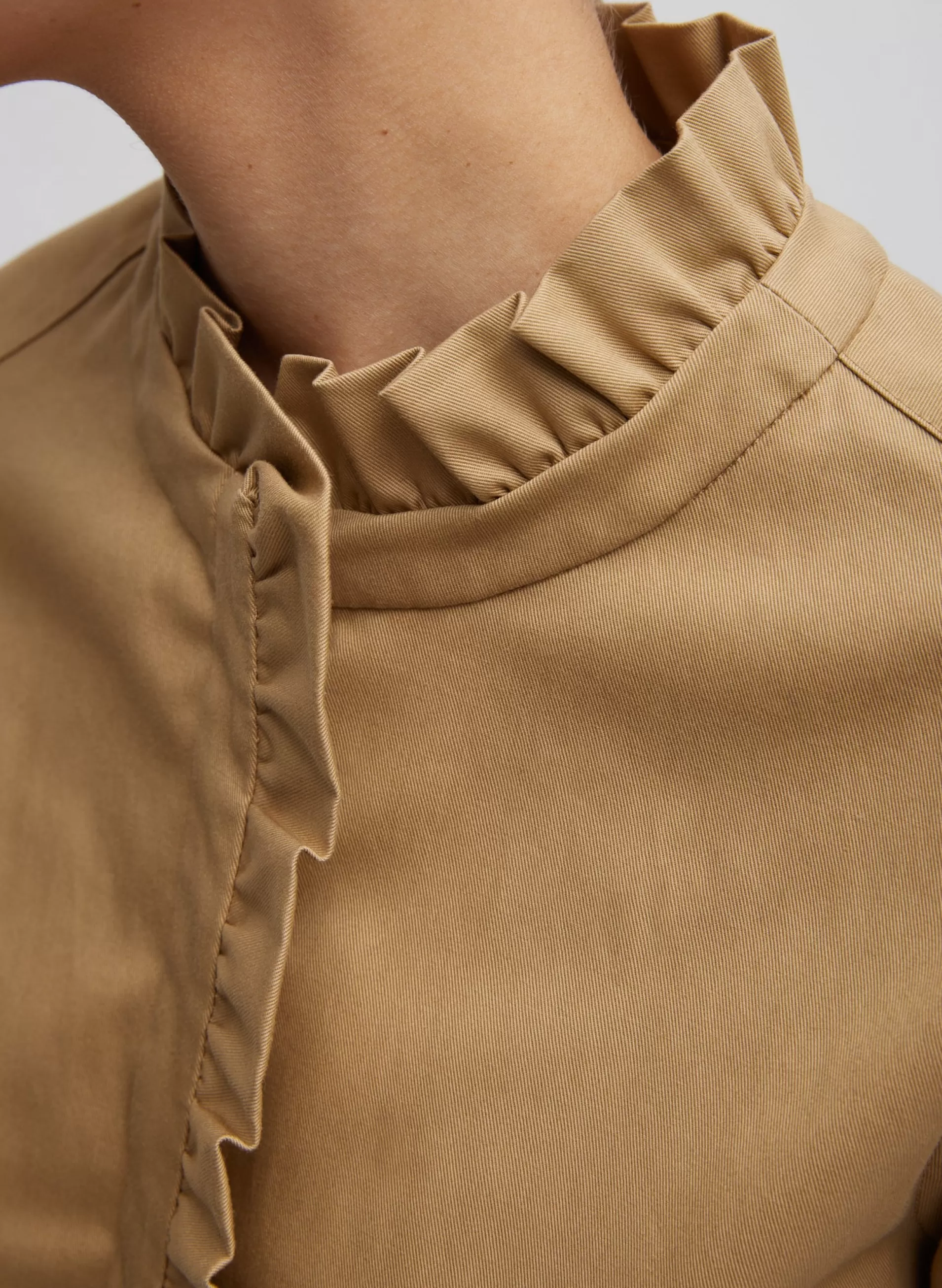 Cheap Tibi Chino Holly Bracelet Sleeve Shirt Tan