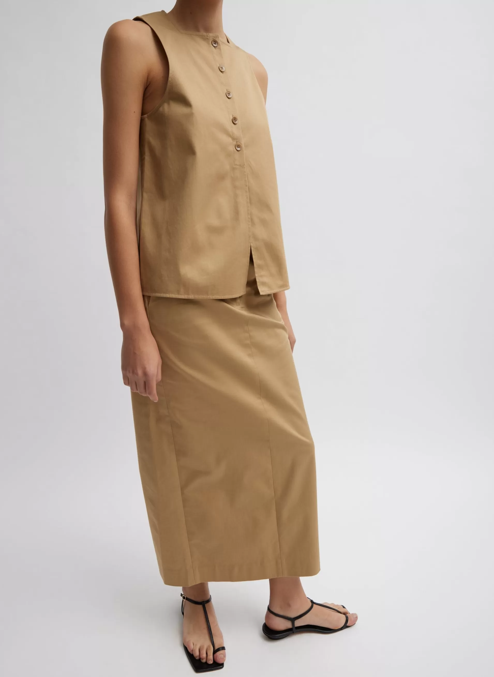 Cheap Tibi Chino Maxi Skirt Tan