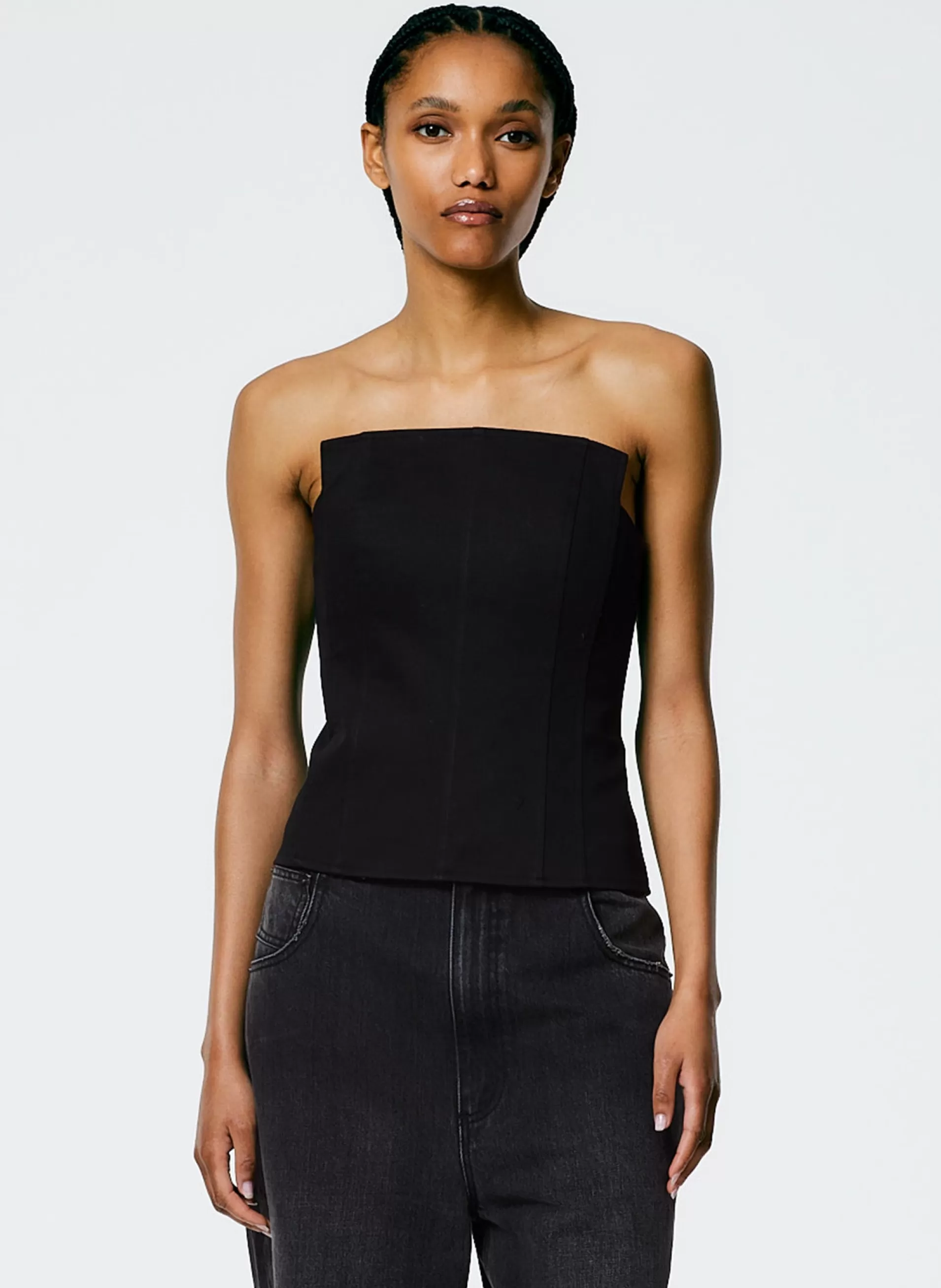 Fashion Tibi Chino Square Corset Black