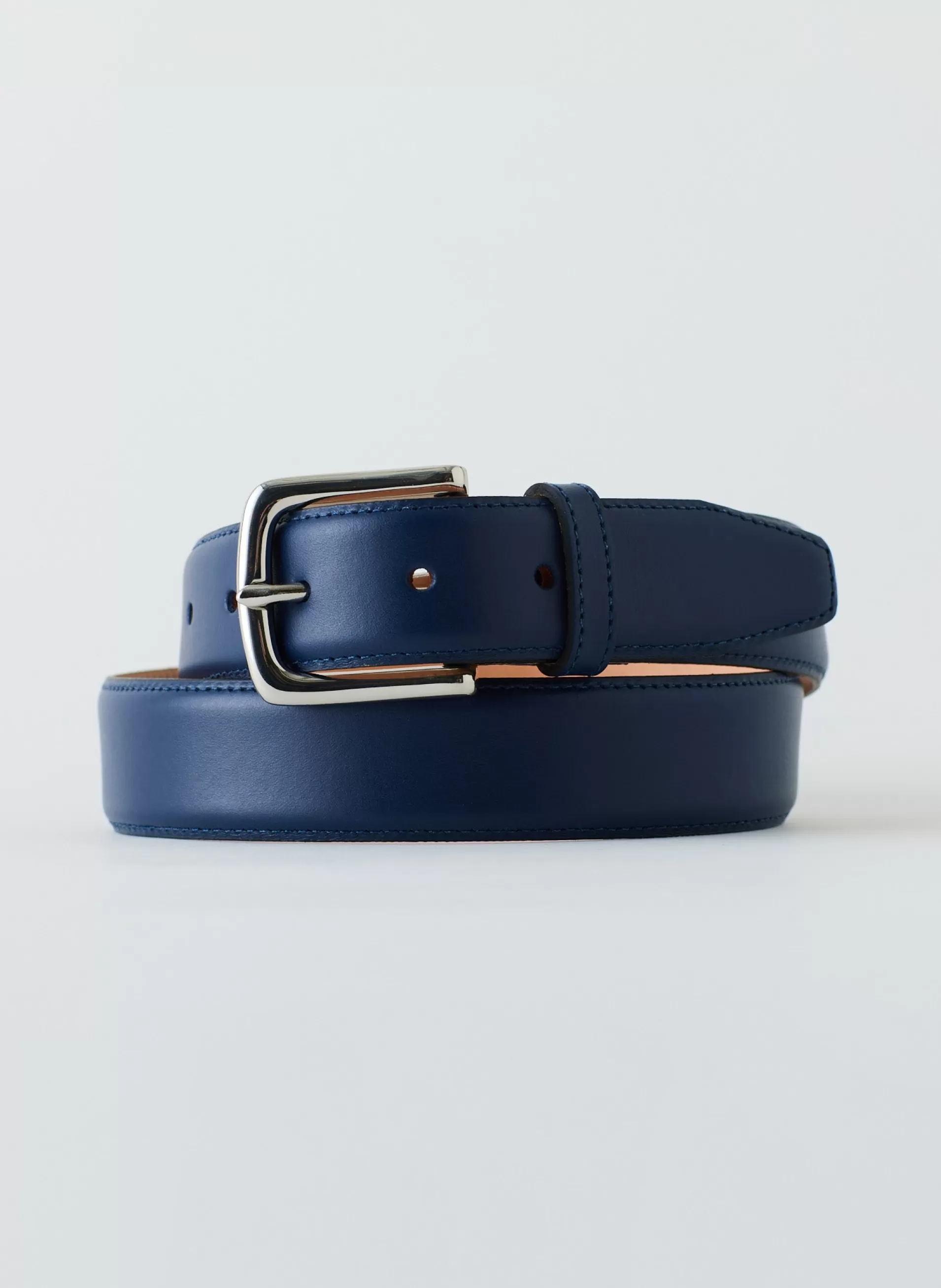 Online Tibi Classic Men's Leather Belt Ultramarine Blue