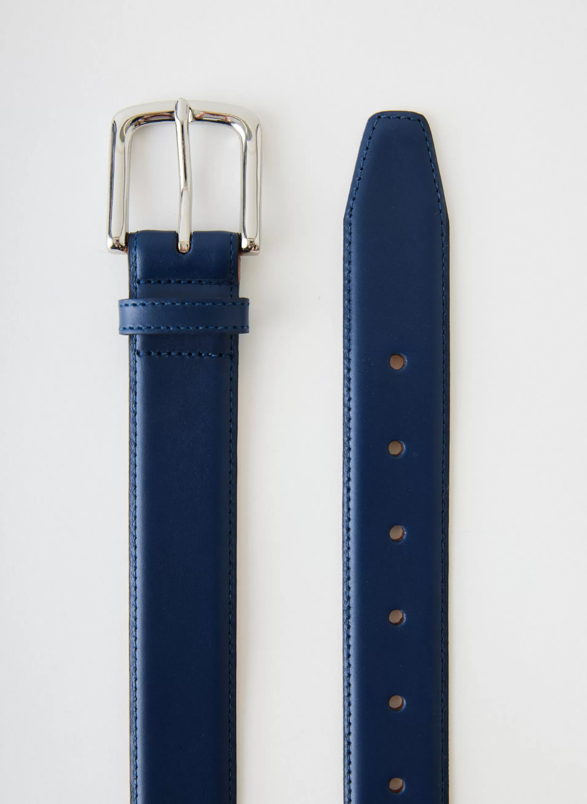 Online Tibi Classic Men's Leather Belt Ultramarine Blue