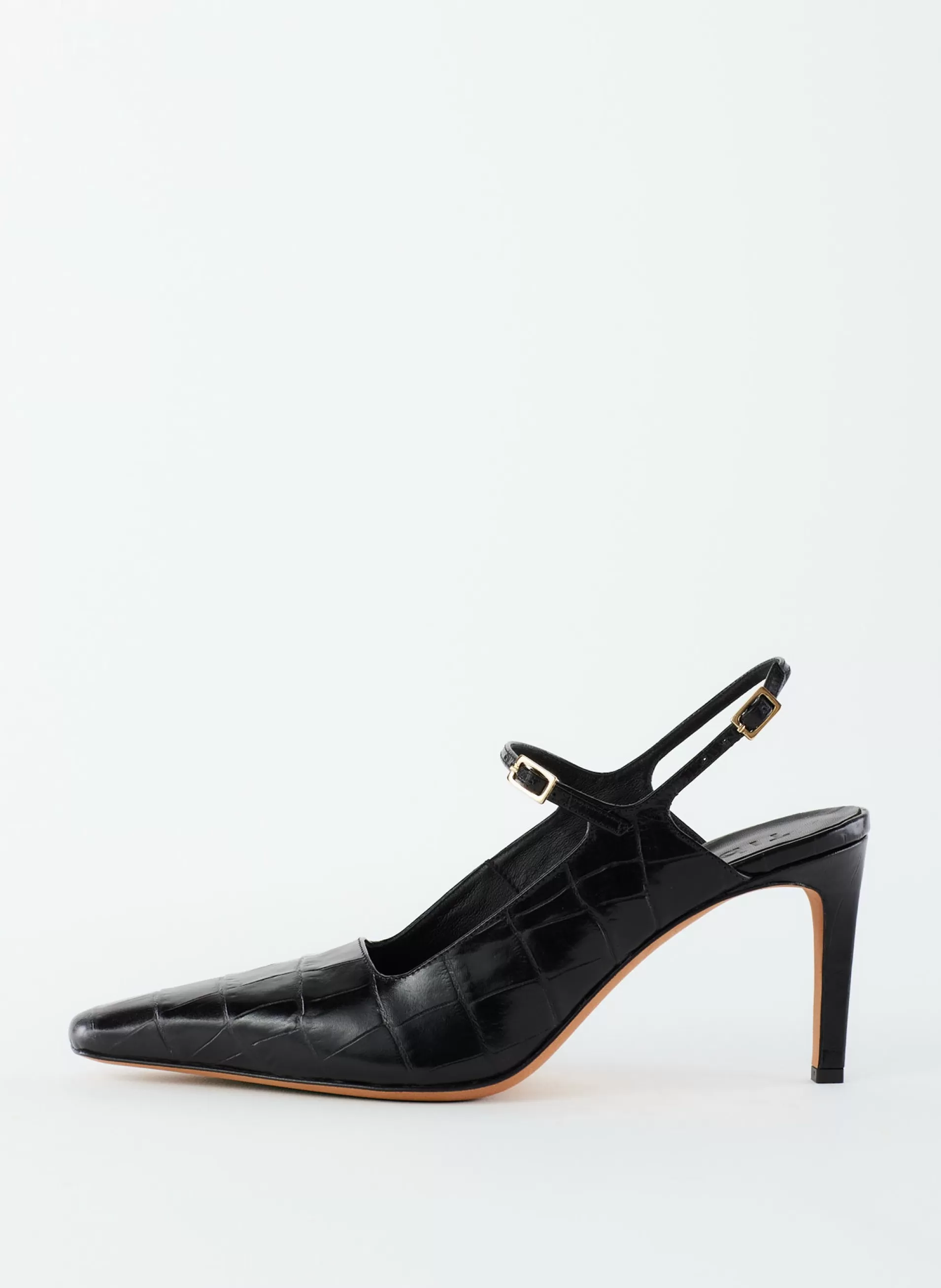 Online Tibi Croc Print Bob Slingback Black