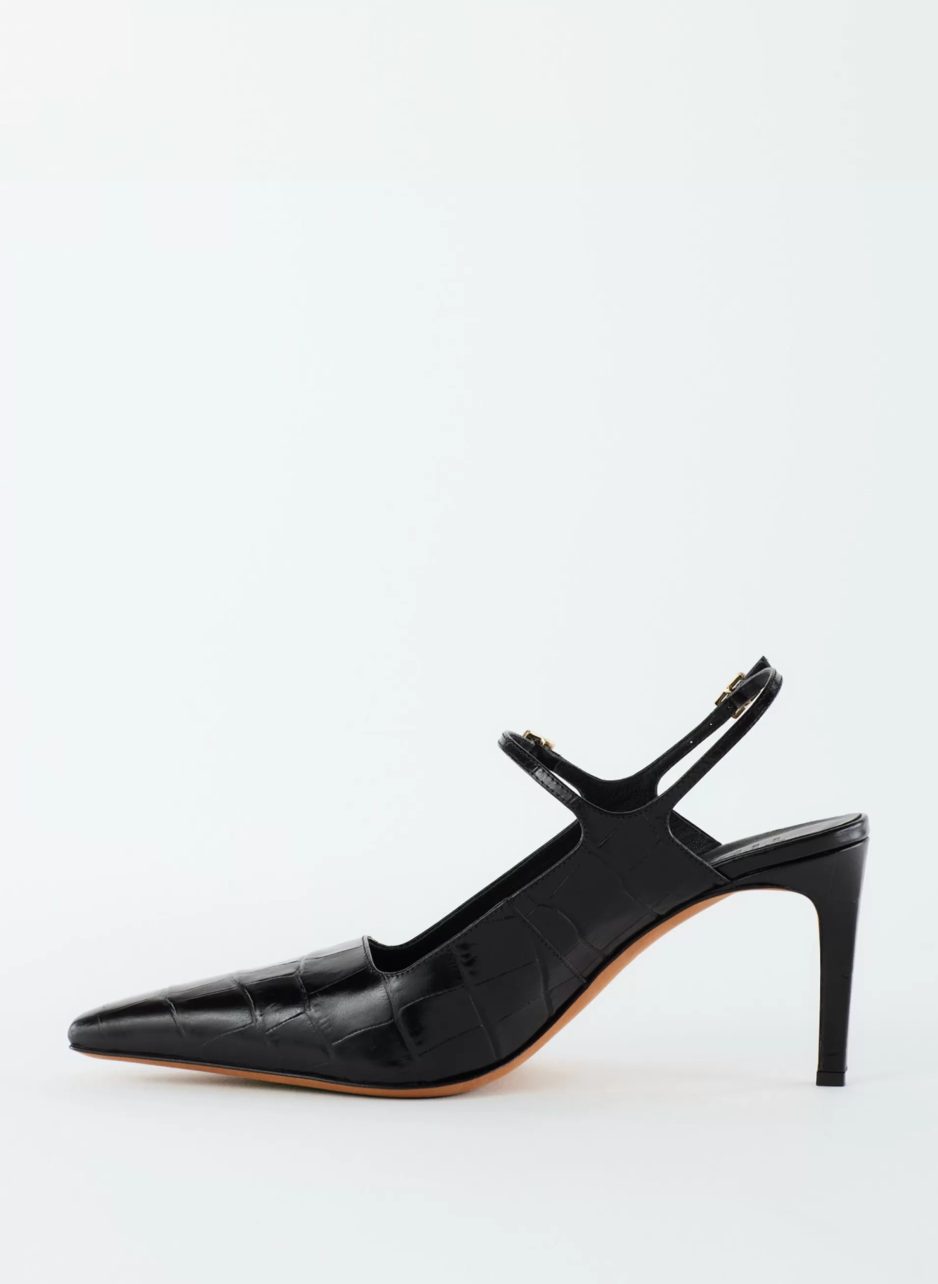 Online Tibi Croc Print Bob Slingback Black