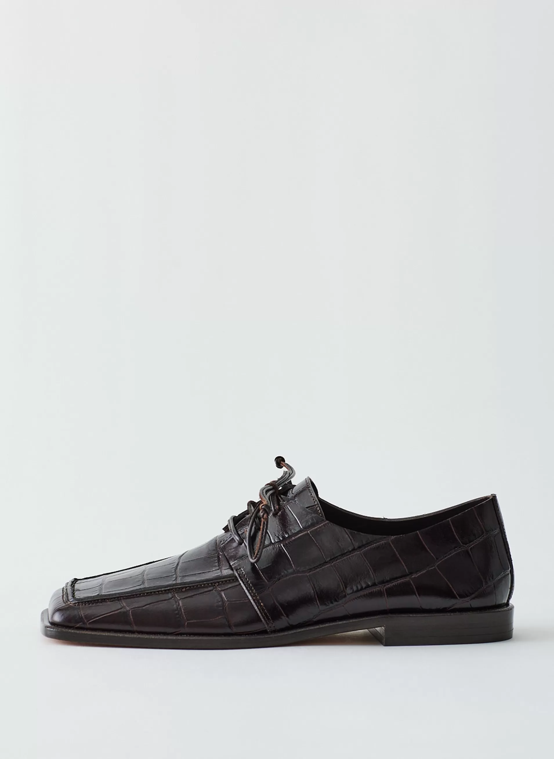 Sale Tibi Croc Print Brody Square Toe Loafer Dark Brown