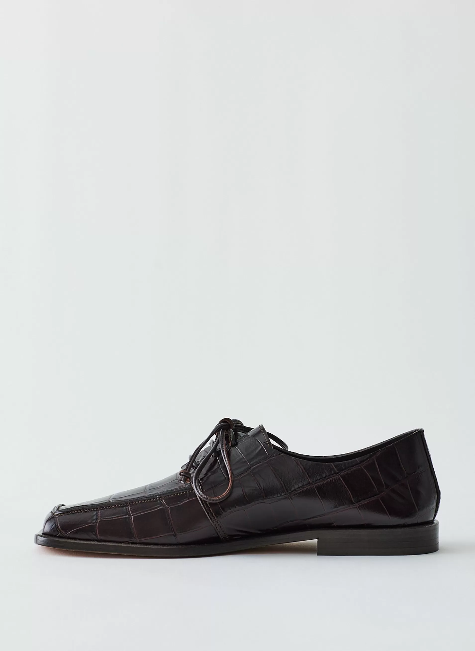 Sale Tibi Croc Print Brody Square Toe Loafer Dark Brown