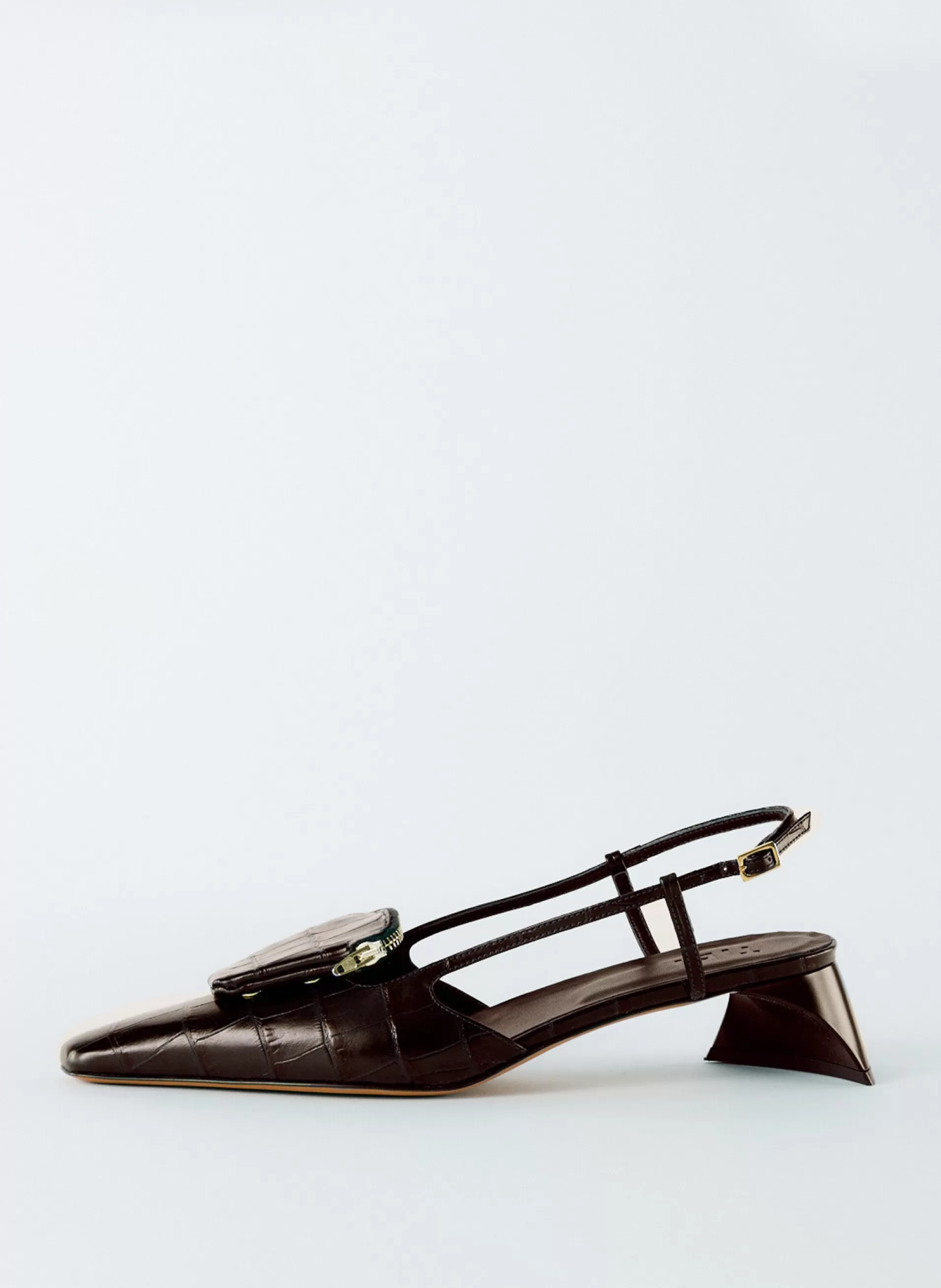 Cheap Tibi Croc Print Victor Slingback Brown