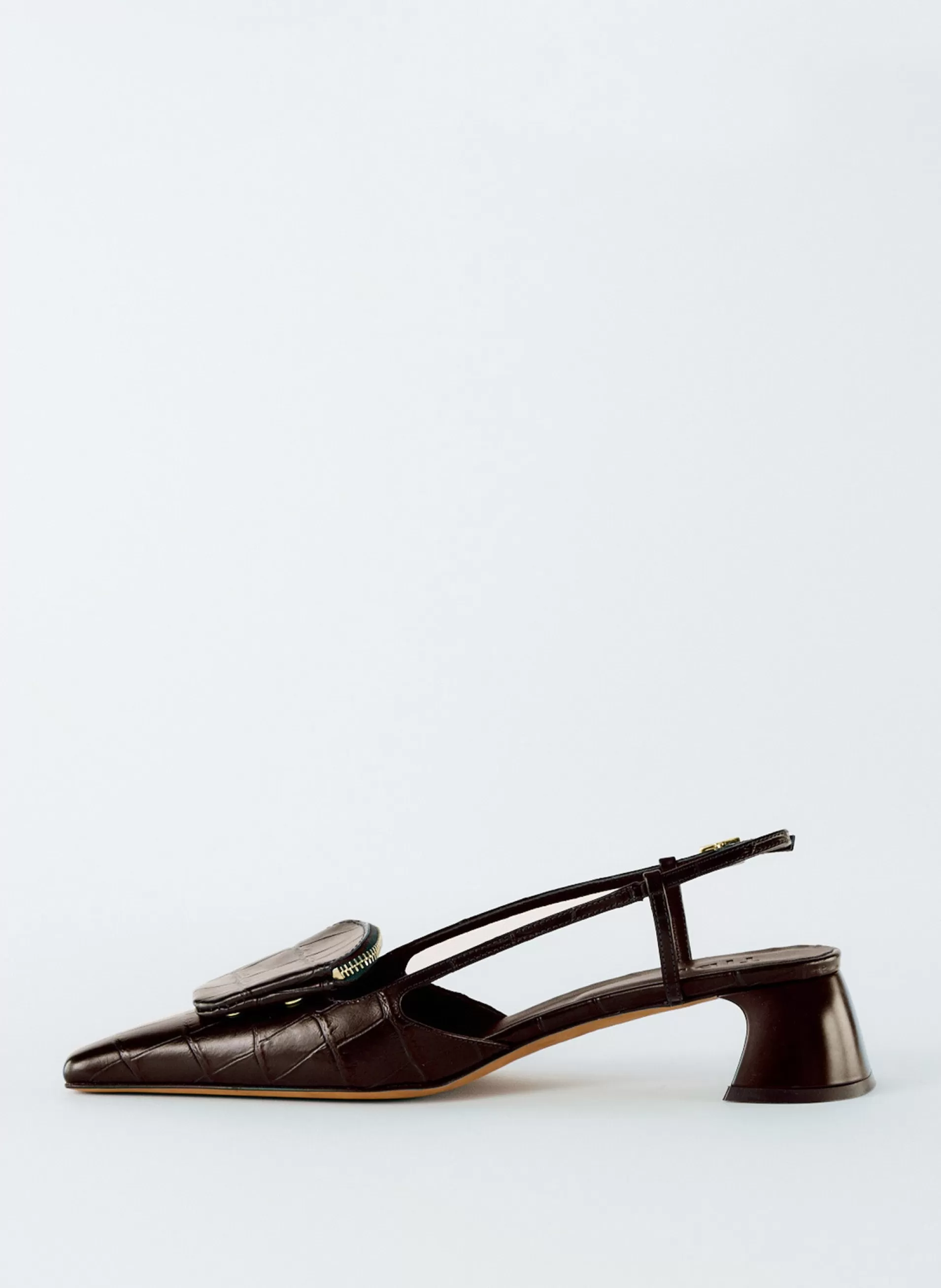 Cheap Tibi Croc Print Victor Slingback Brown