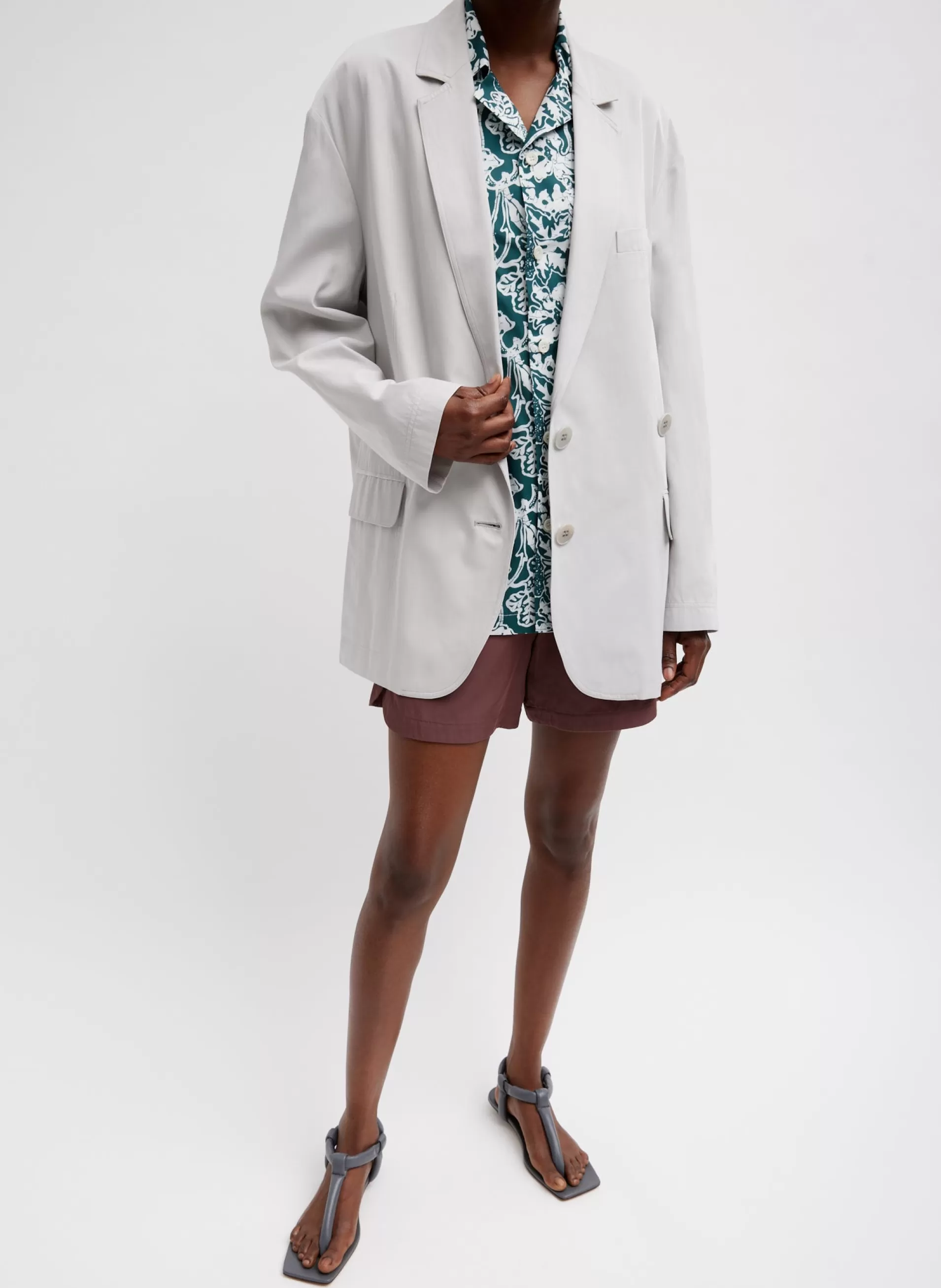 Discount Tibi Drapey Suiting Liam Blazer Stone