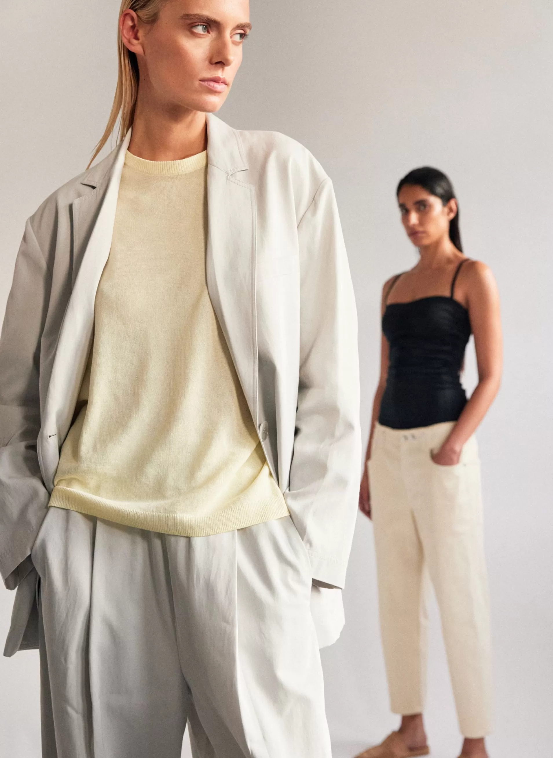 Discount Tibi Drapey Suiting Liam Blazer Stone