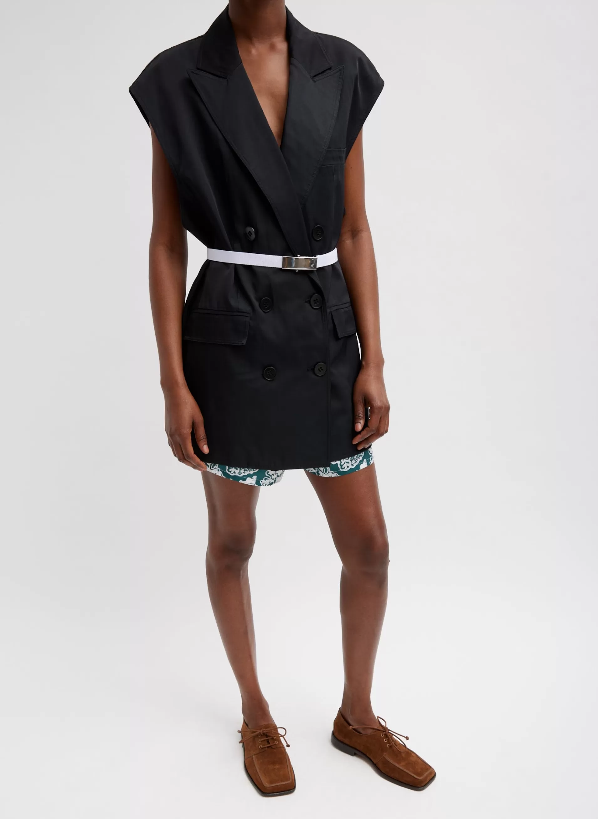 Best Tibi Drapey Suiting Oversized Double Breasted Vest Black