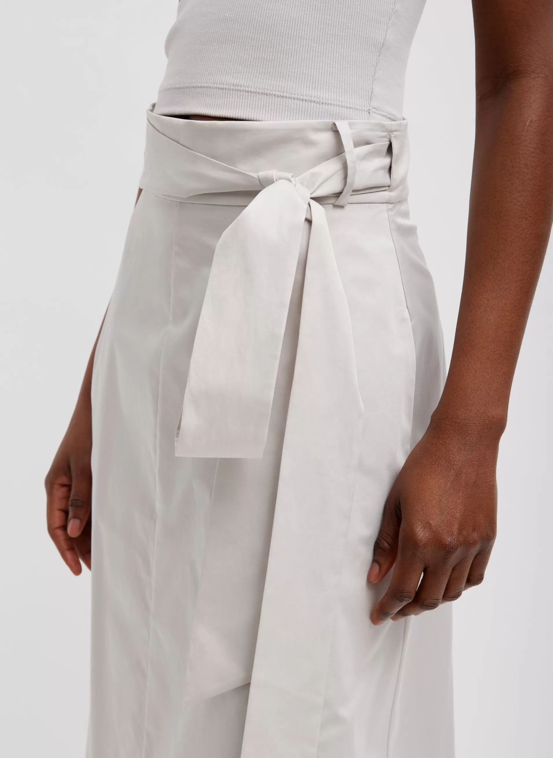Best Sale Tibi Eco Poplin Back Wrap Skirt Stone