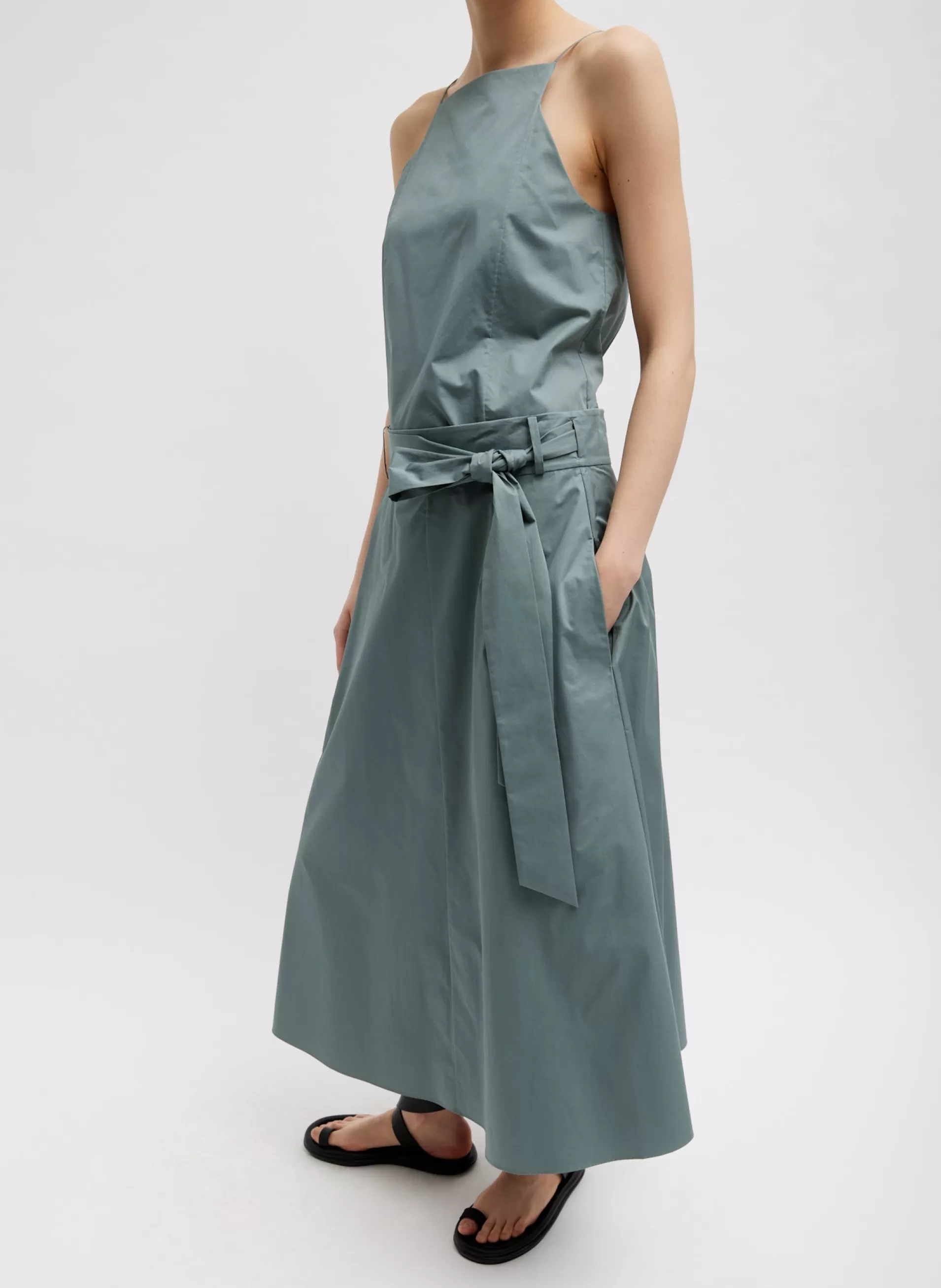 Best Tibi Eco Poplin Back Wrap Skirt Green Limestone