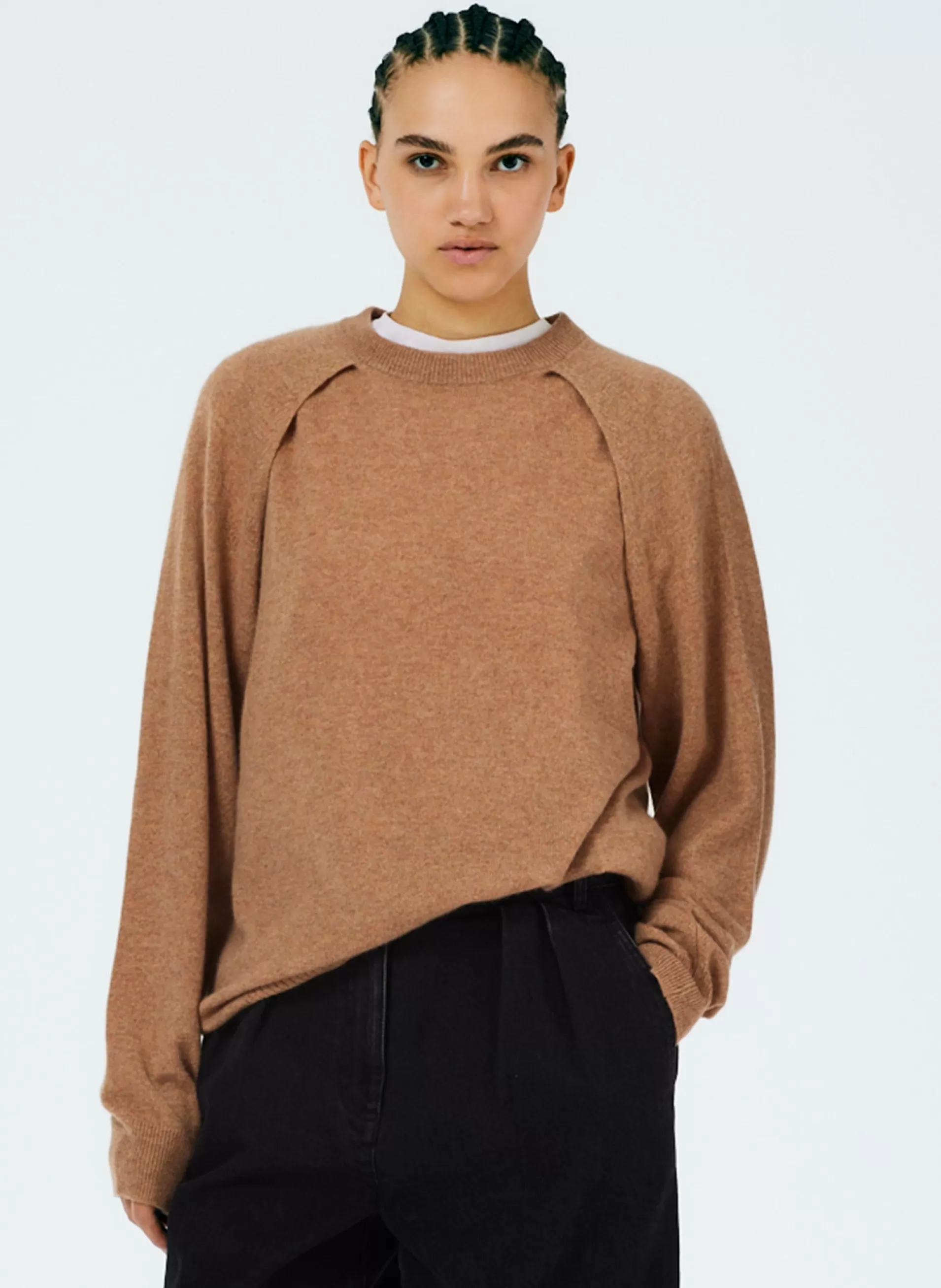 Hot Tibi Feather Weight Cashmere Easy Cocoon Tunic Sand