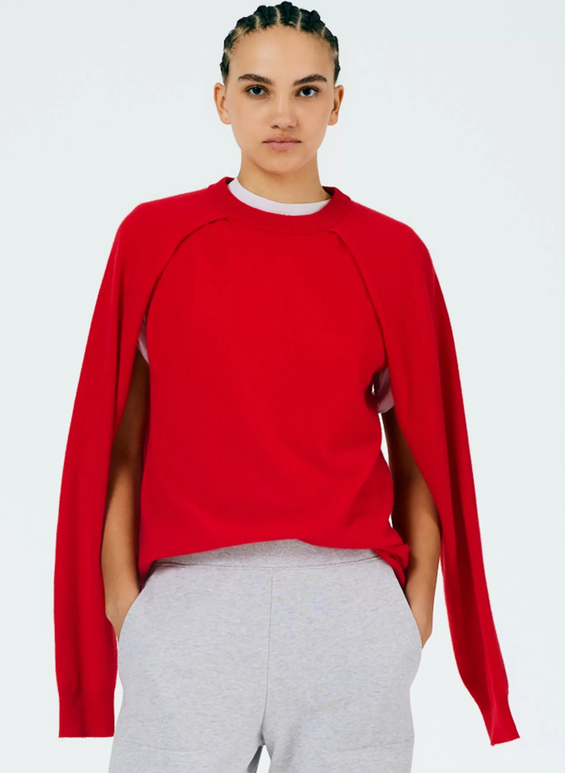 Flash Sale Tibi Feather Weight Cashmere Easy Cocoon Tunic Red