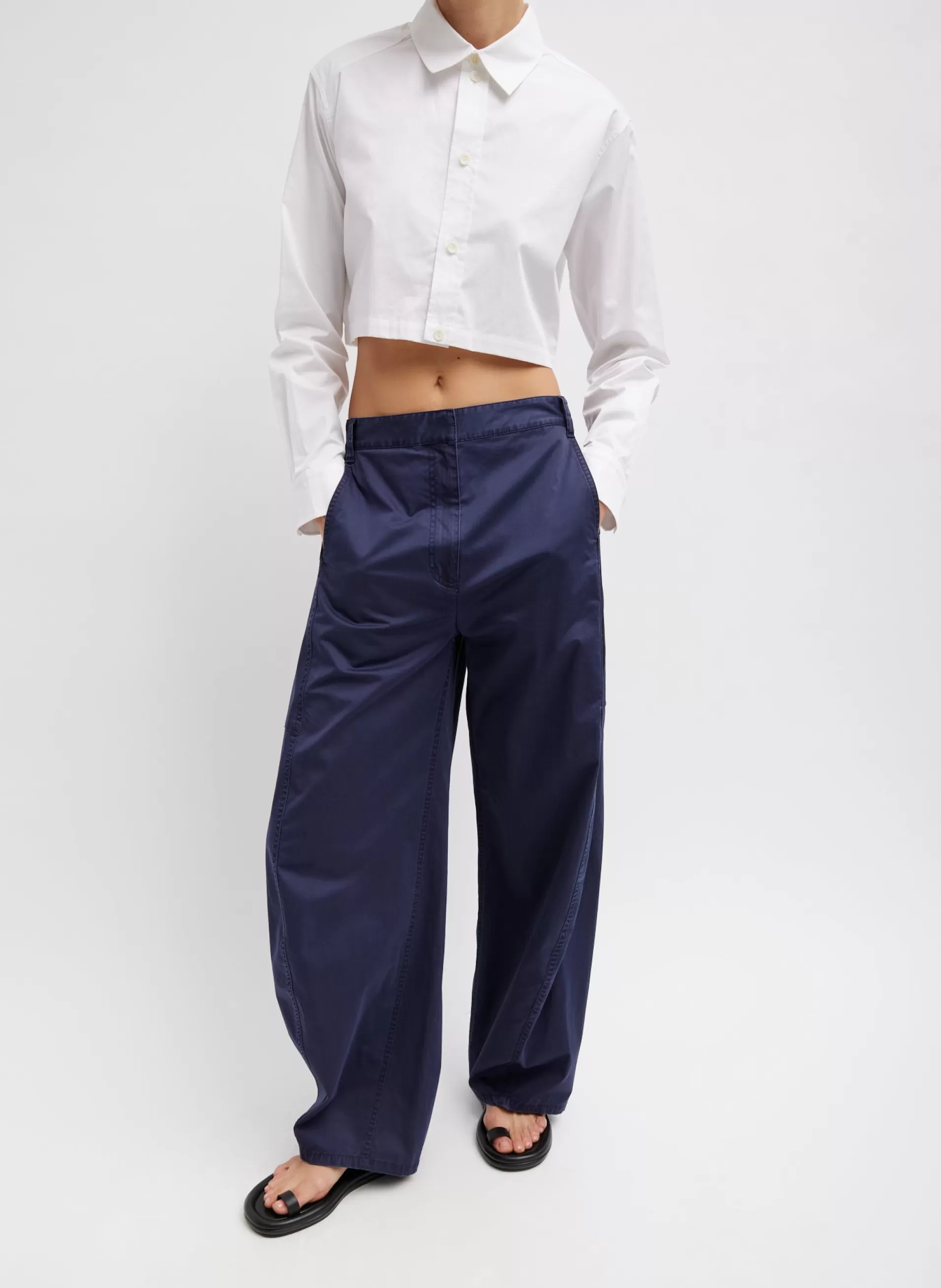 Best Sale Tibi Garment Dyed Silky Cotton Sid Pant Navy