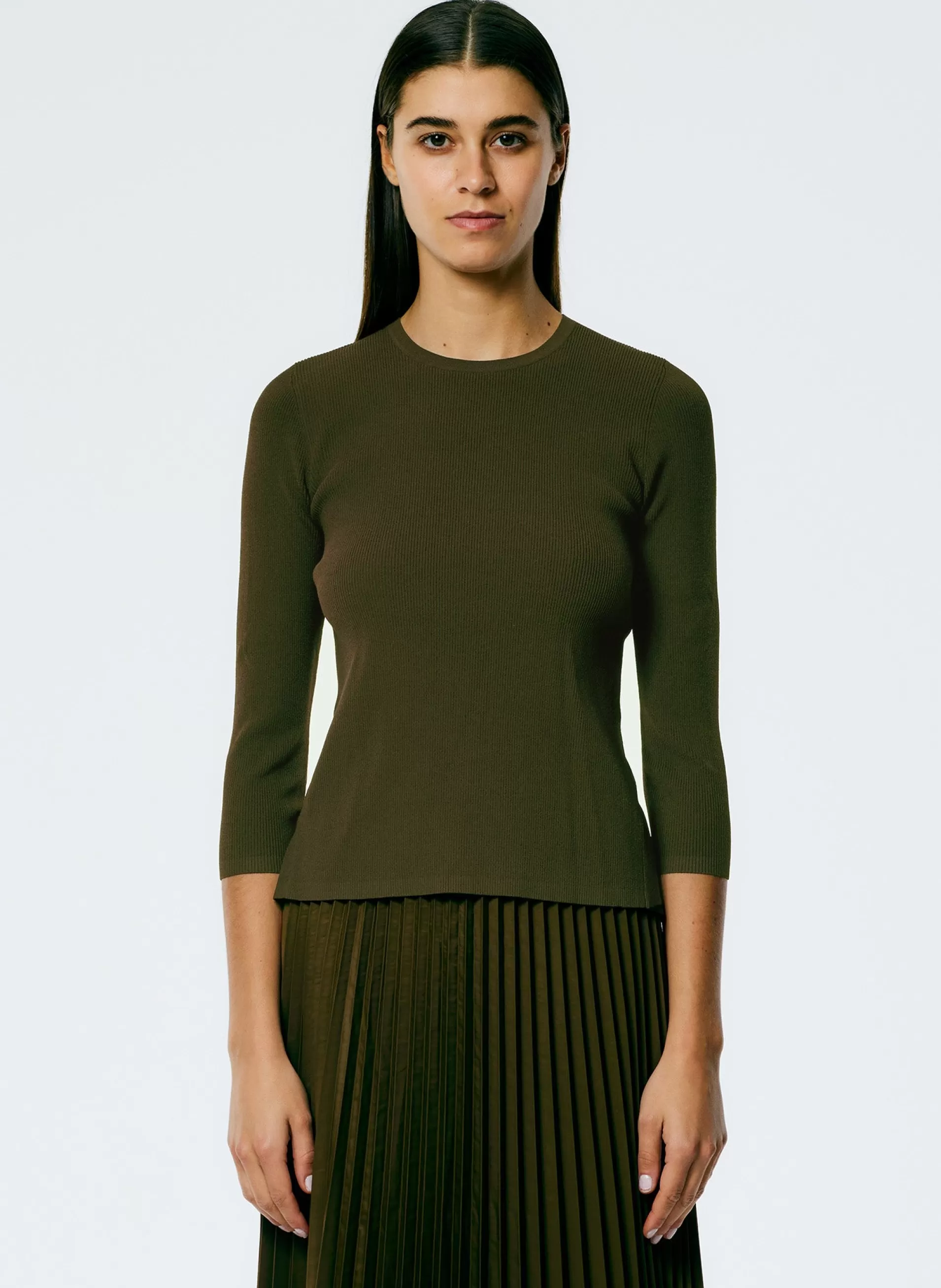Best Tibi Giselle Stretch Sweater Circle Openback Pullover Wood