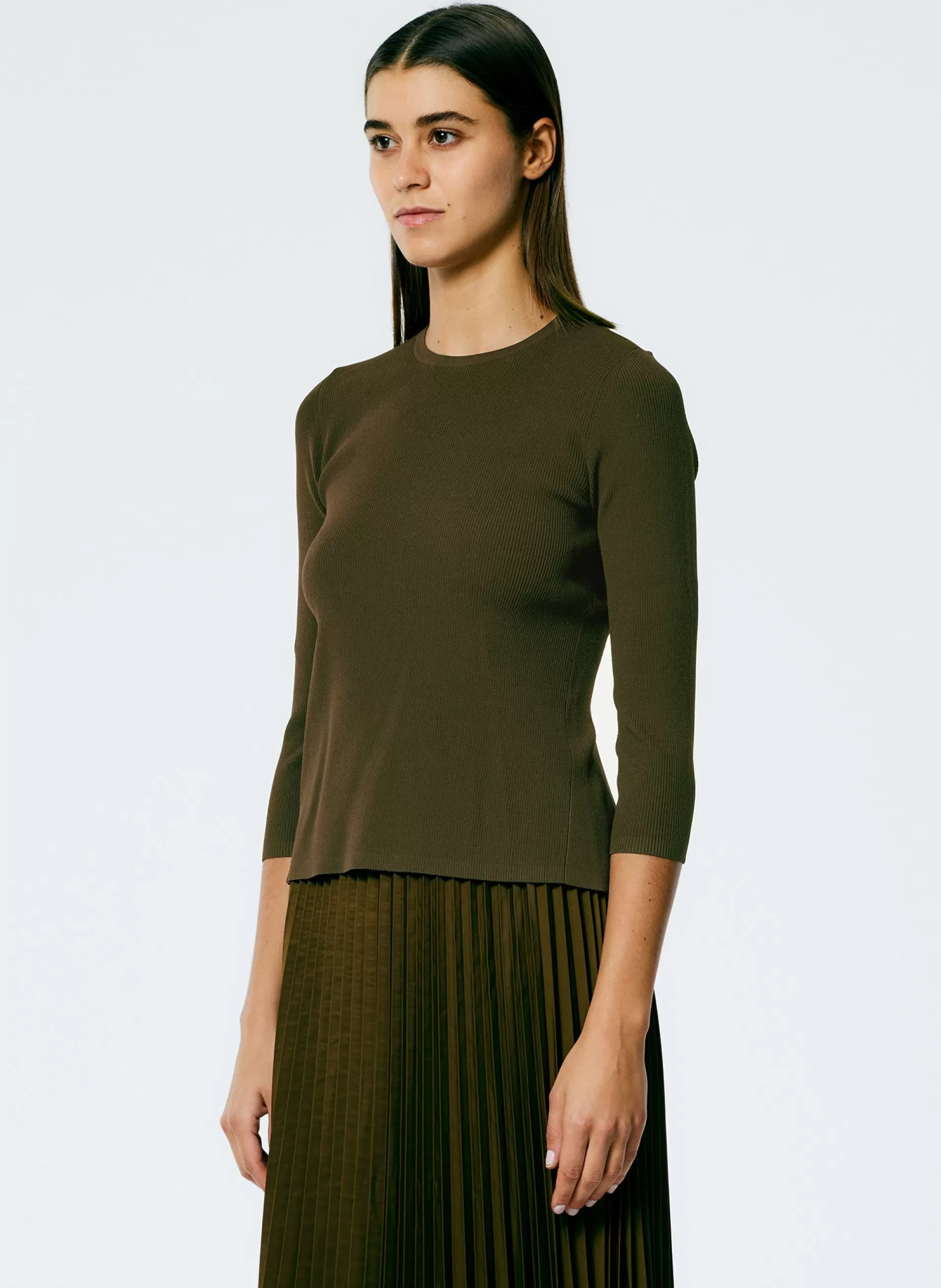 Best Tibi Giselle Stretch Sweater Circle Openback Pullover Wood
