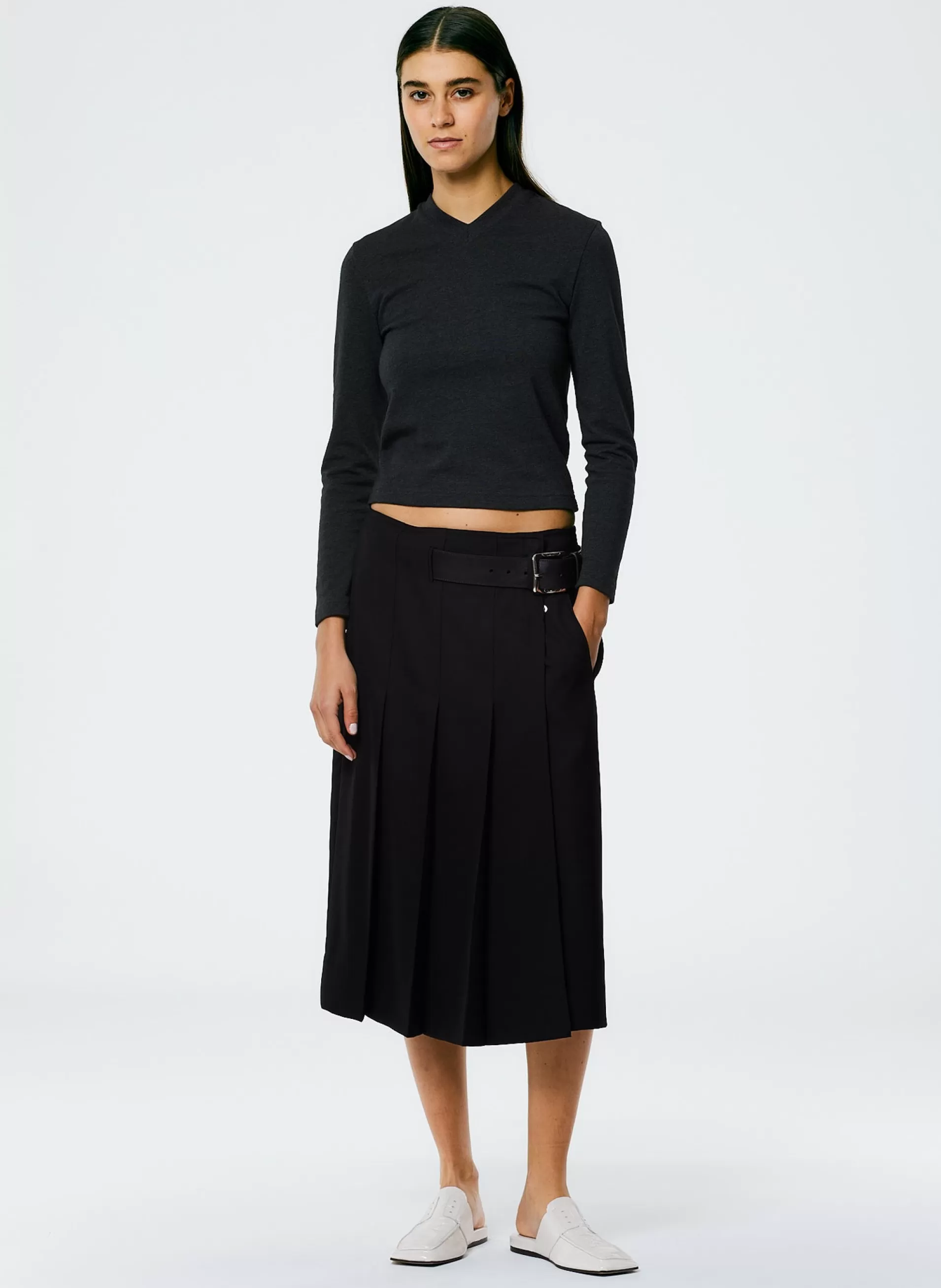 Flash Sale Tibi Grain De Poudre Wide Pleat Wrap Skirt Black