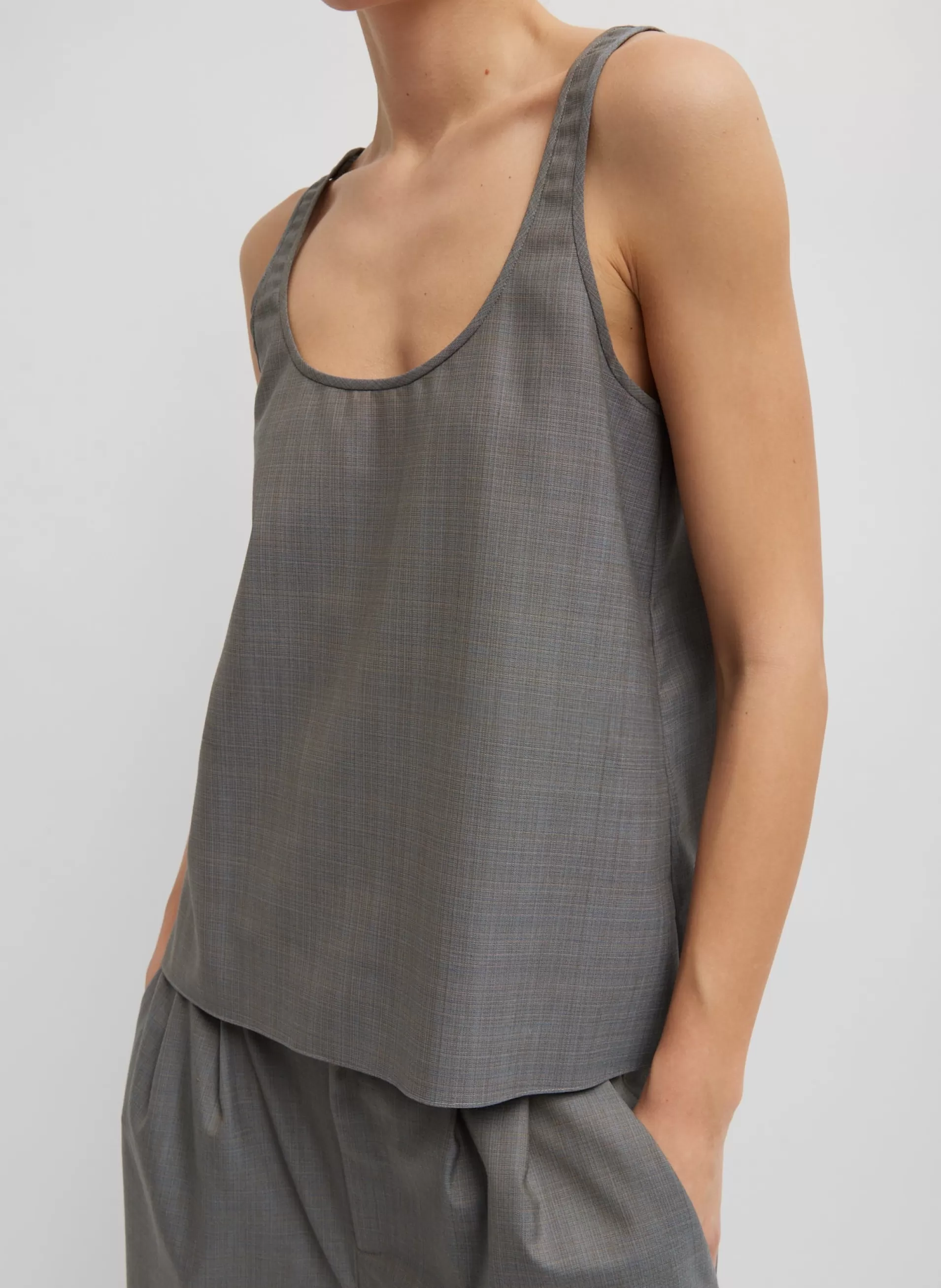 Discount Tibi Grant Crossdye Suiting Tank Top Grey Multi