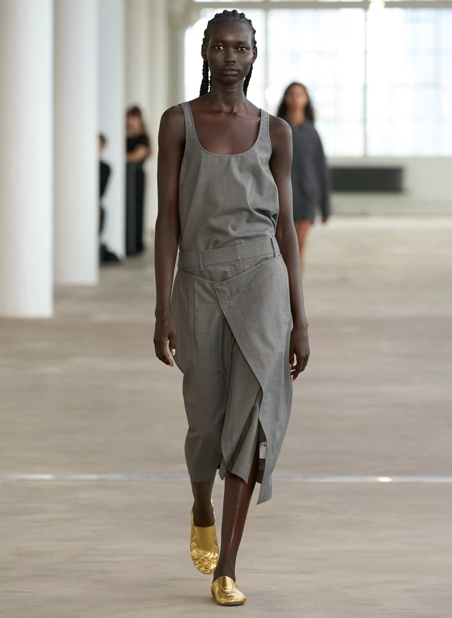 Discount Tibi Grant Crossdye Suiting Tank Top Grey Multi