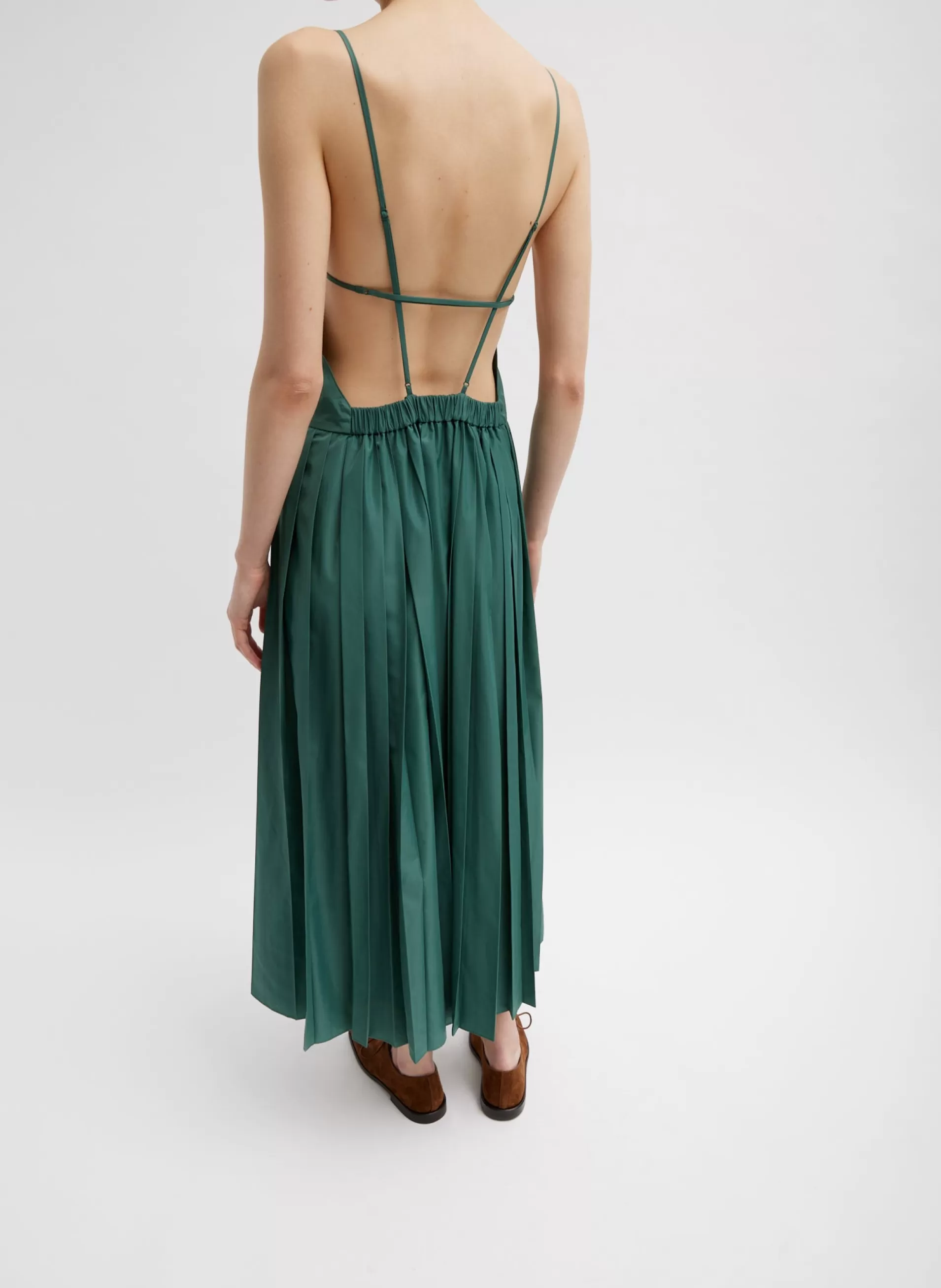 Cheap Tibi Italian Sporty Nylon Overall Dress Dark Hunter Green