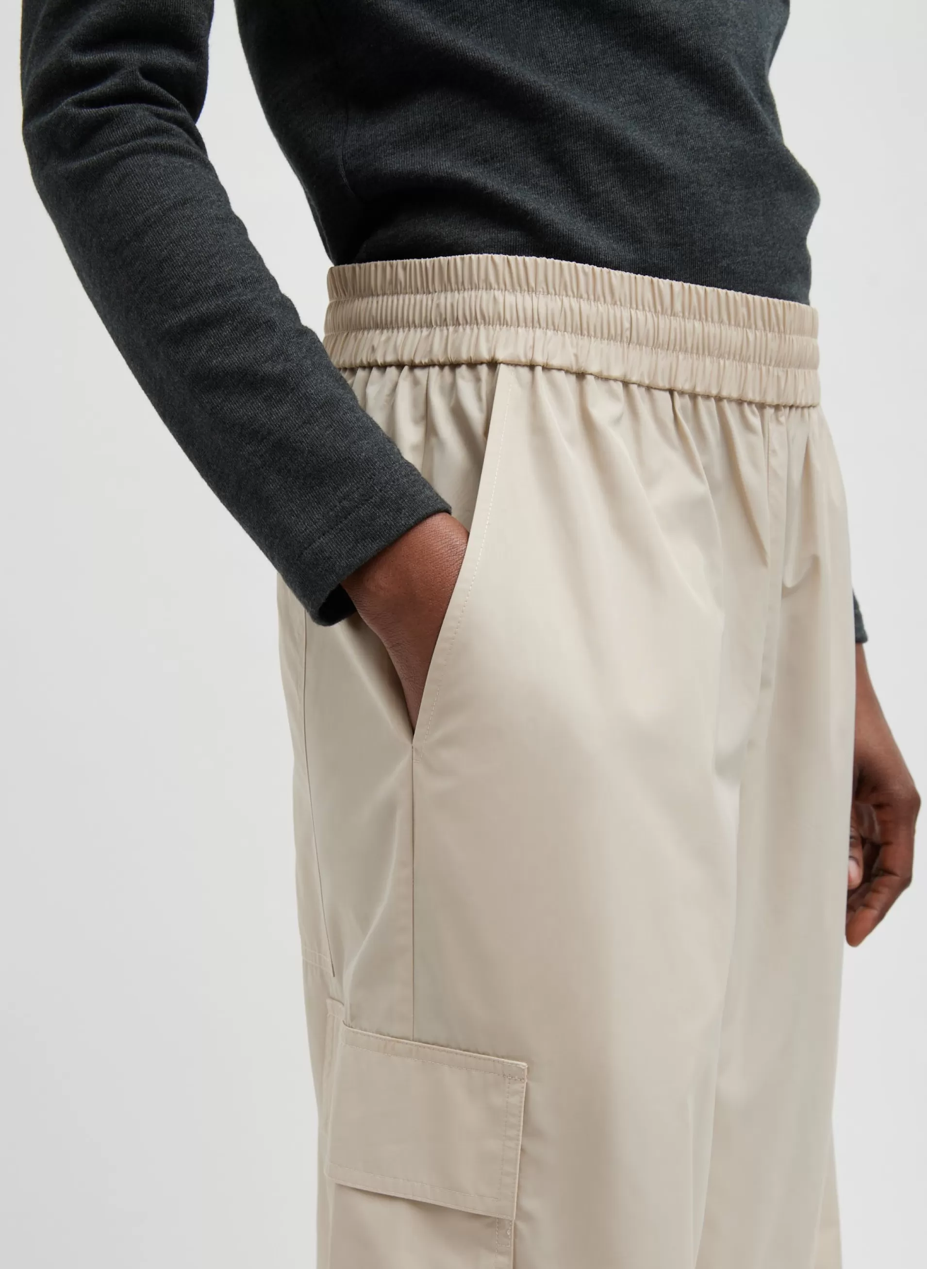 Hot Tibi Italian Sporty Nylon Wide Leg Pull On Pant Ash