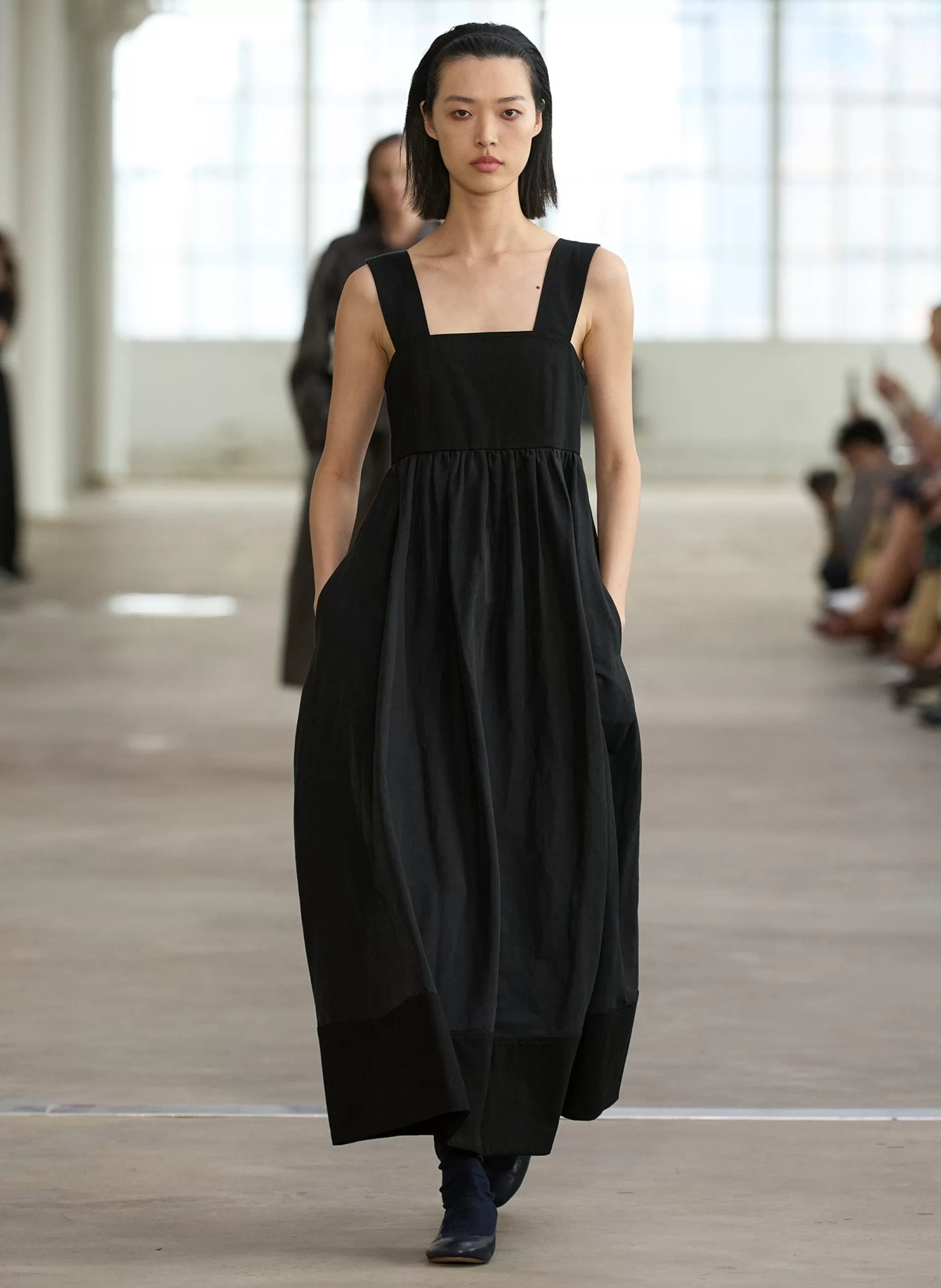 Store Tibi Linen Cotton Voile Sculpted Dress Black