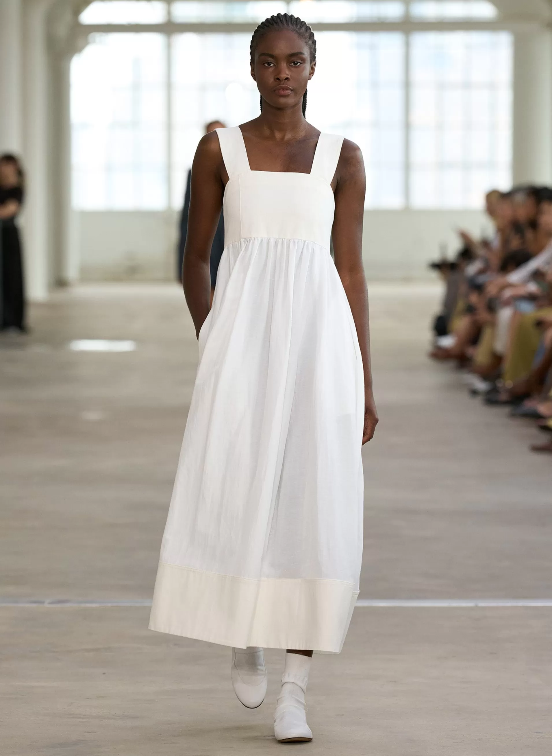 New Tibi Linen Cotton Voile Sculpted Dress White