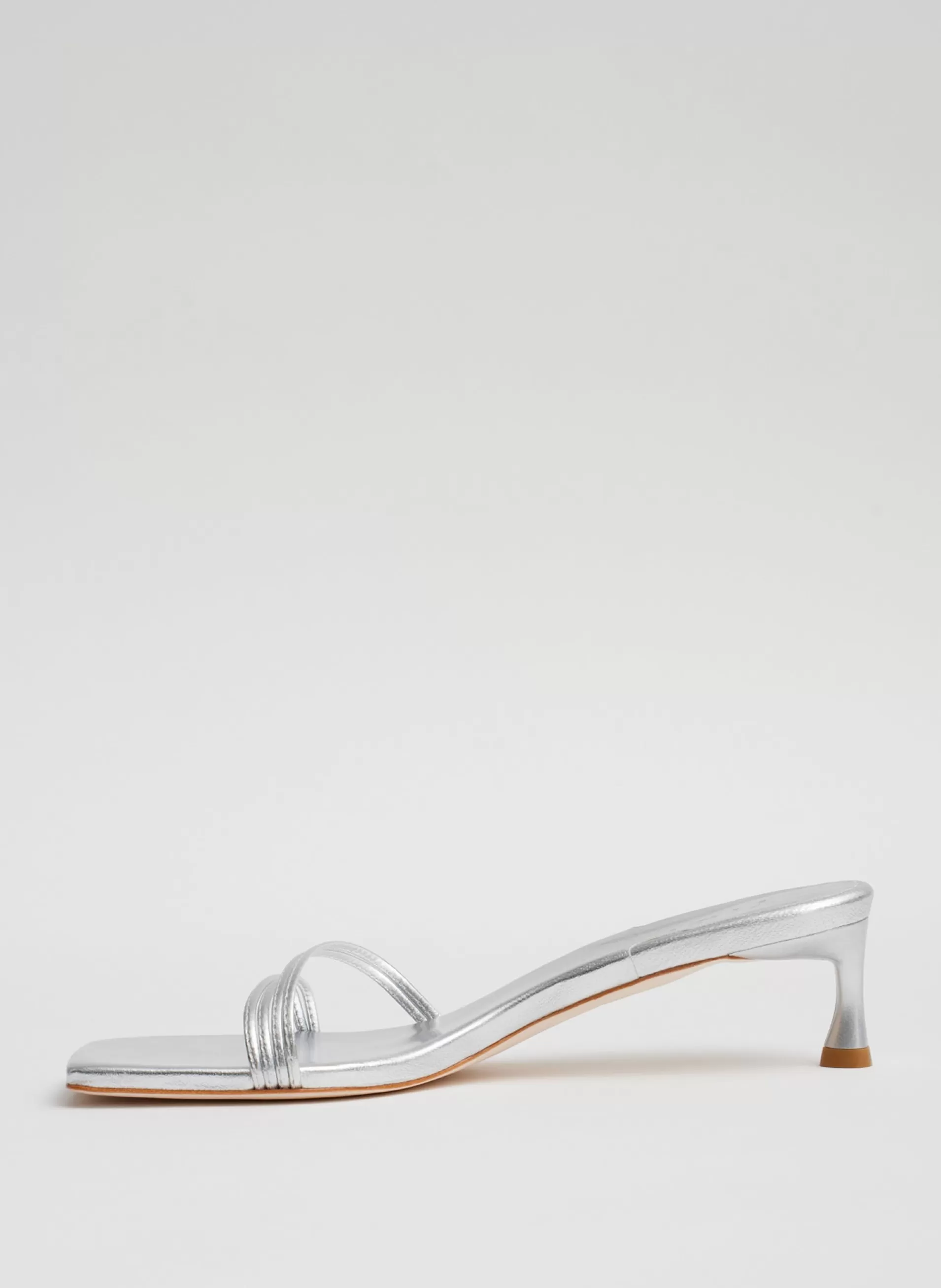 Shop Tibi Metallic Nappa Jim Sandal Silver