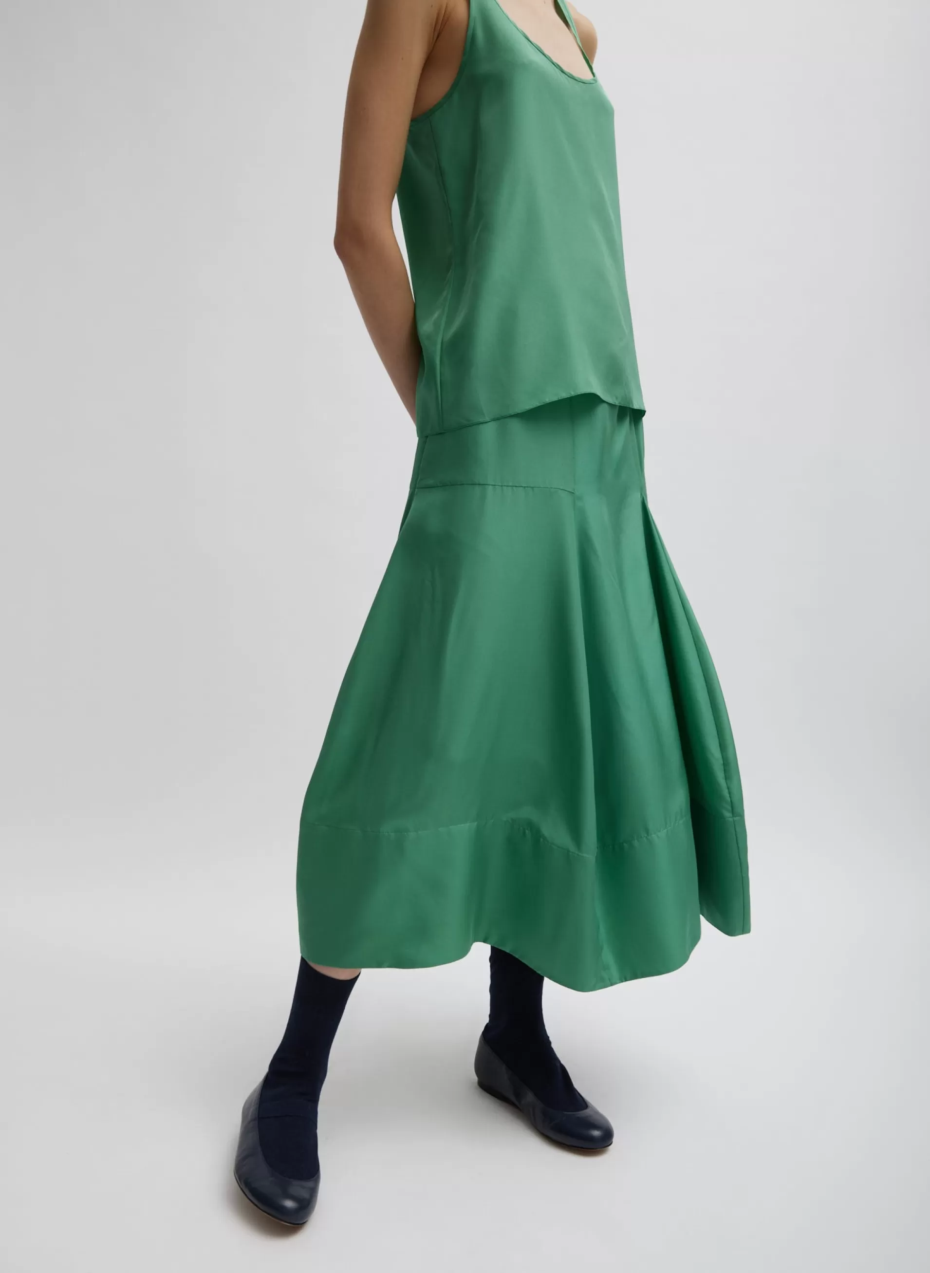 Flash Sale Tibi Silk Habutai Tank Top Green Tea