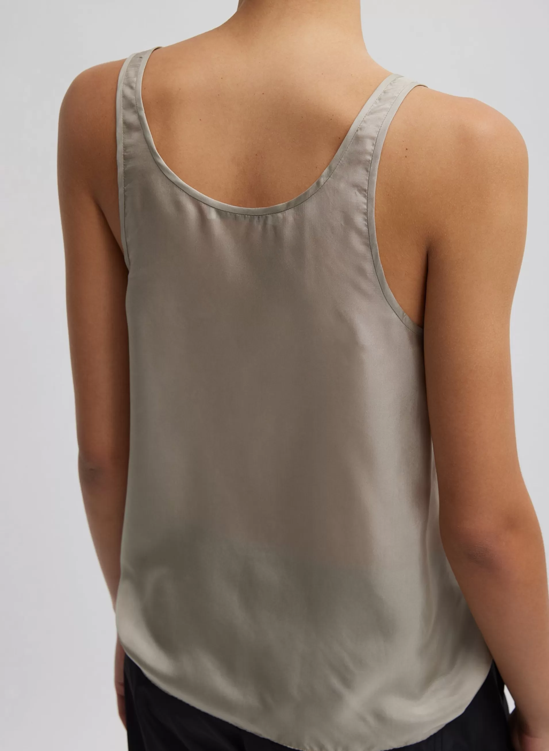 Hot Tibi Silk Habutai Tank Top Light Stone