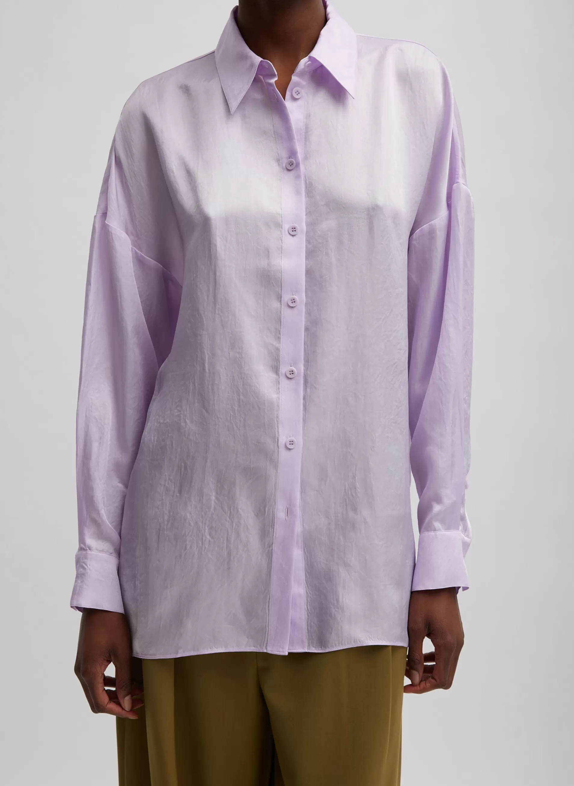 Best Sale Tibi Spring Acetate Shirt With Cocoon Back Pale Lavender