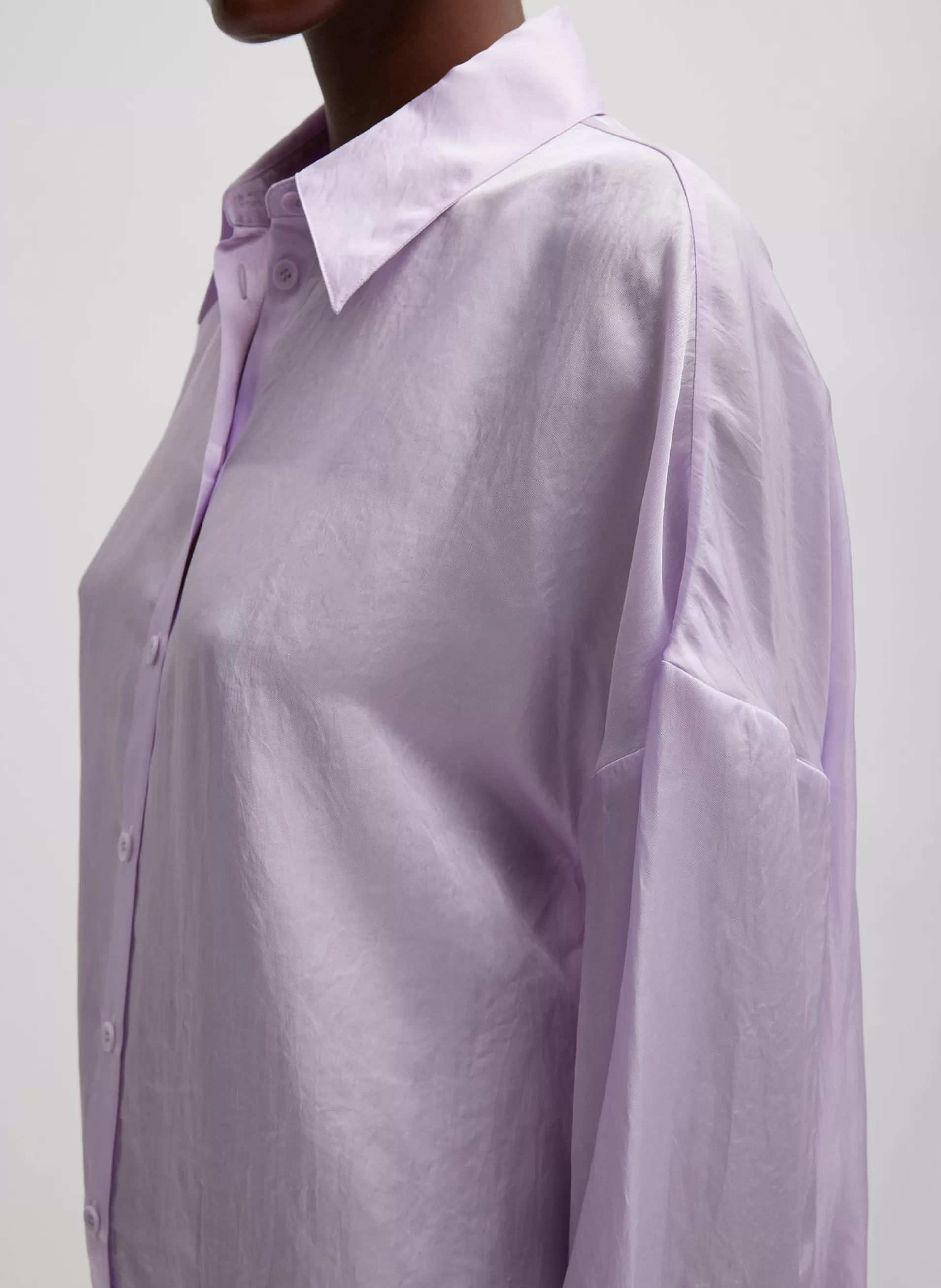 Best Sale Tibi Spring Acetate Shirt With Cocoon Back Pale Lavender