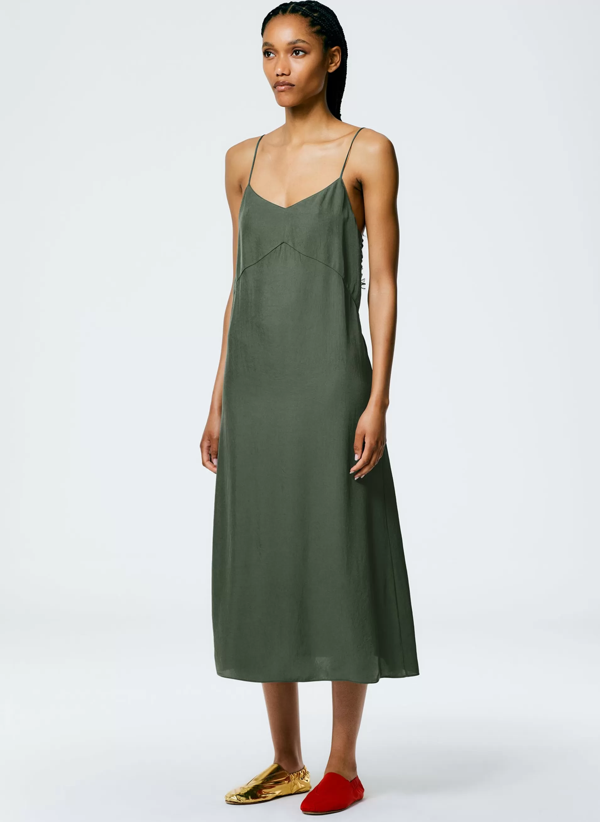 Cheap Tibi The Slip Dress Grey Pine