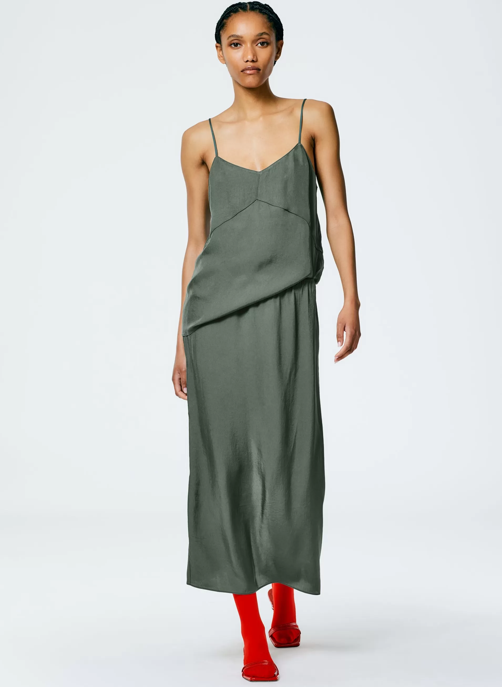 Best Tibi The Slip Skirt Grey Pine
