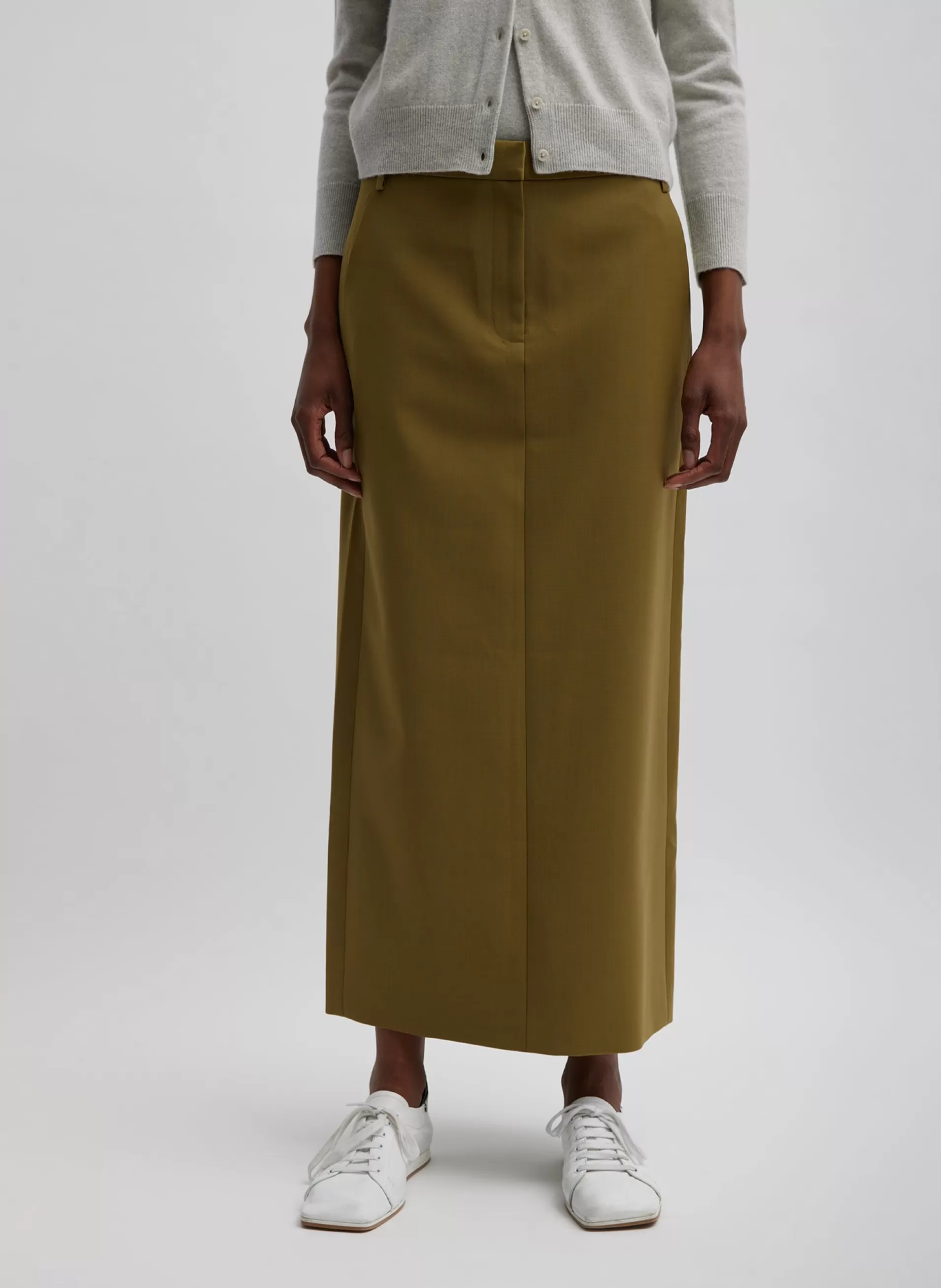 New Tibi Tropical Wool Maxi Trouser Skirt Dark Hazel