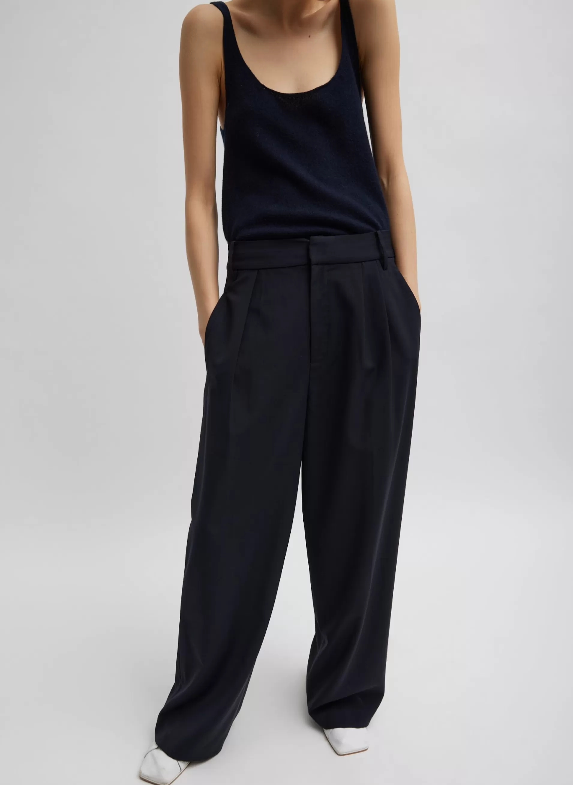 Best Tibi Tropical Wool Stella Pant Navy